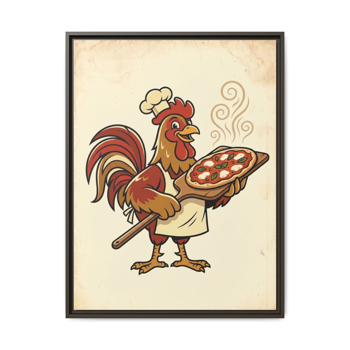 Rooster Chef Canvas Wall Art | Retro Kitchen Print | Farmhouse Dining Room Framed Decor — Thumbnail 3