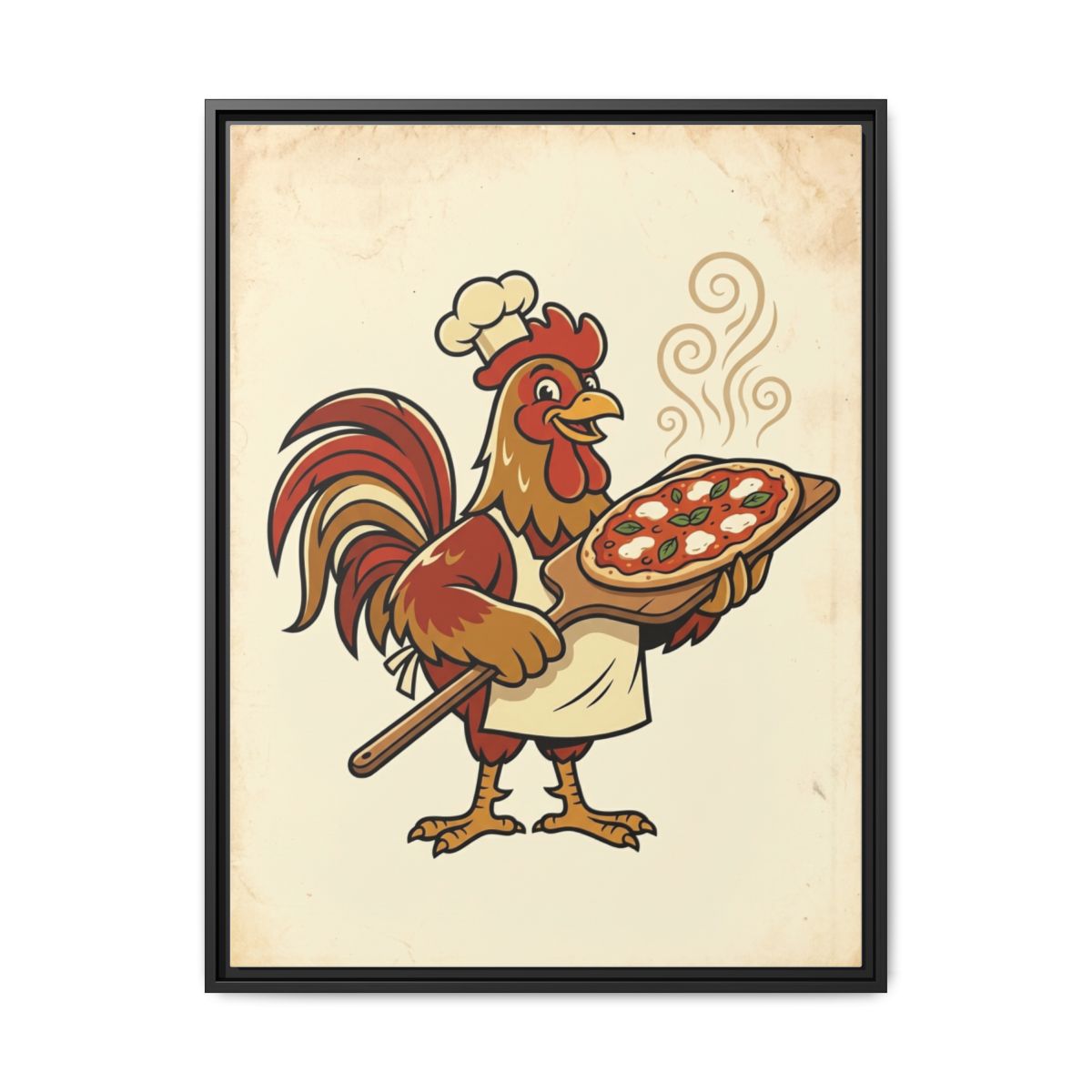 Rooster Chef Canvas Wall Art | Retro Kitchen Print | Farmhouse Dining Room Framed Decor — Thumbnail 2