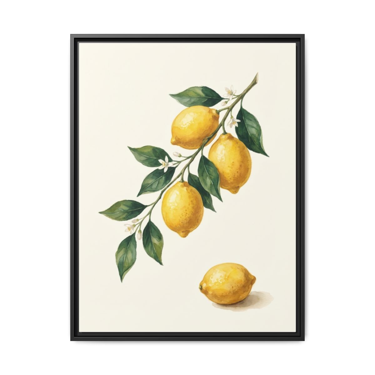 Lemon Branch Canvas Wall Art | Botanical Kitchen Print | Mediterranean Dining Room Framed Decor — Thumbnail 2