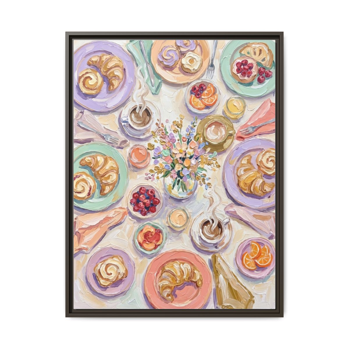 Abstract Brunch Table Canvas Wall Art | Colorful Kitchen Print | Breakfast Nook Framed Decor — Thumbnail 3