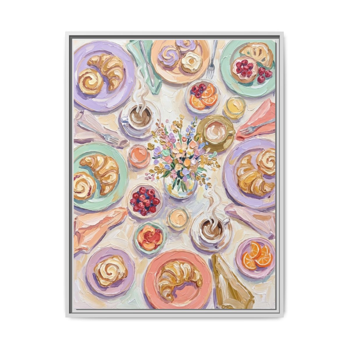 Abstract Brunch Table Canvas Wall Art | Colorful Kitchen Print | Breakfast Nook Framed Decor — Thumbnail 4