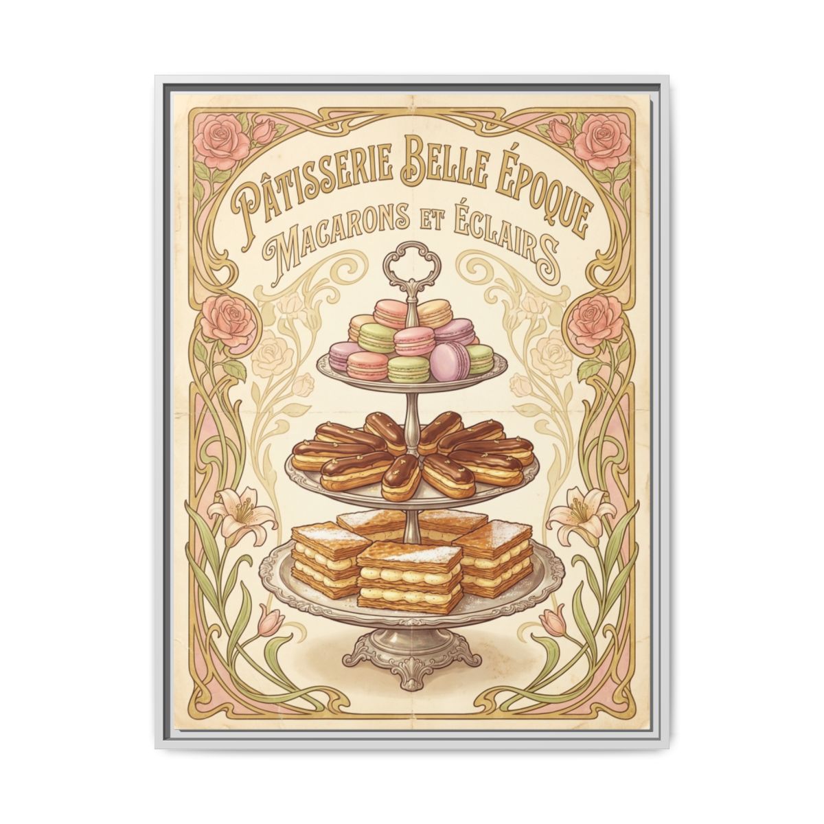 French Patisserie Canvas Wall Art | Art Nouveau Kitchen Print | Elegant Dining Room Framed Decor — Thumbnail 4