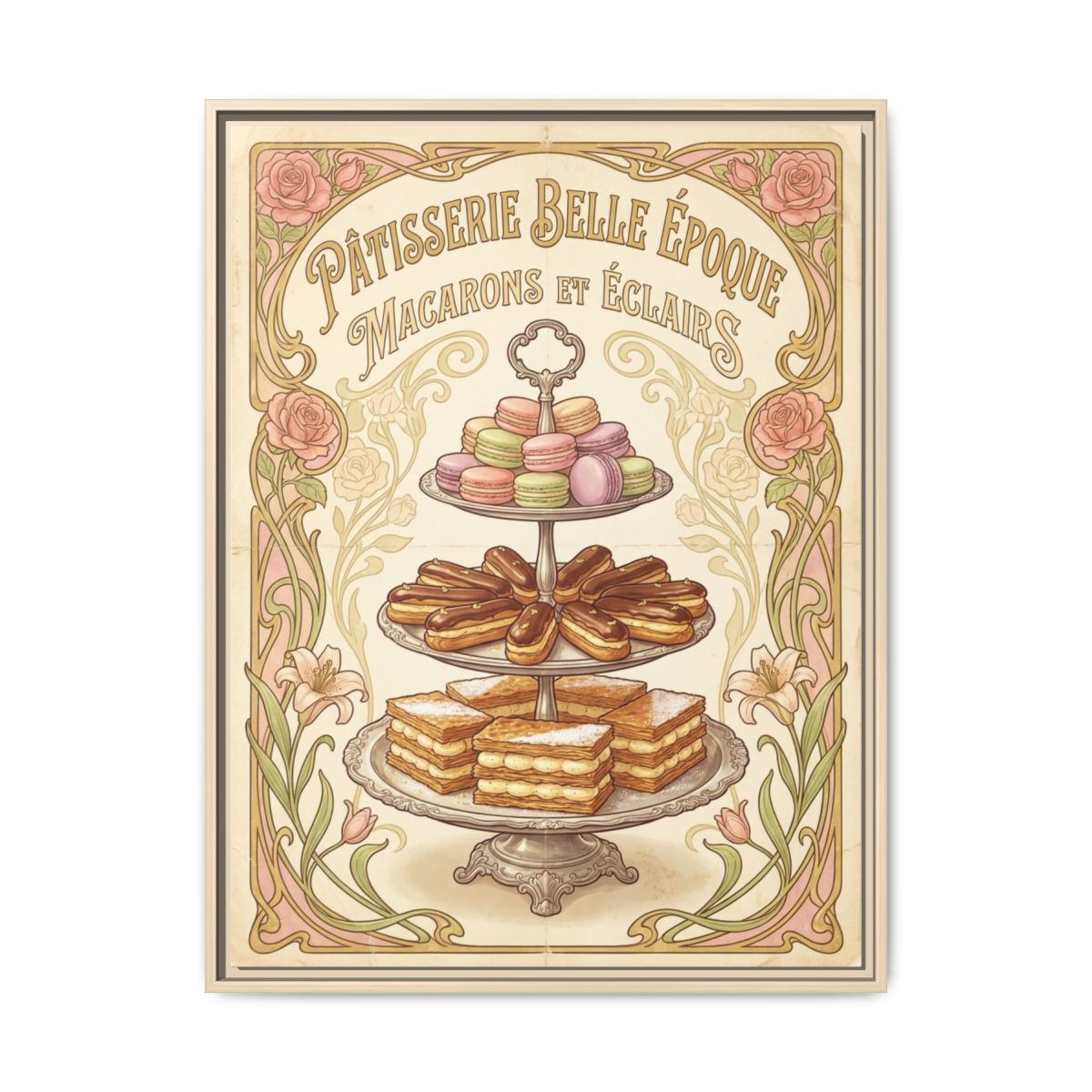 French Patisserie Canvas Wall Art | Art Nouveau Kitchen Print | Elegant Dining Room Framed Decor — Thumbnail 5