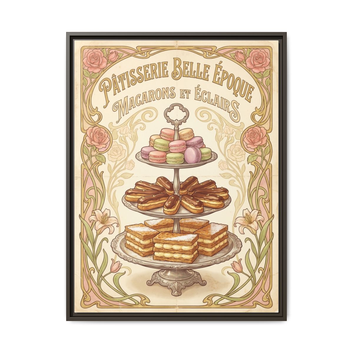 French Patisserie Canvas Wall Art | Art Nouveau Kitchen Print | Elegant Dining Room Framed Decor — Thumbnail 3