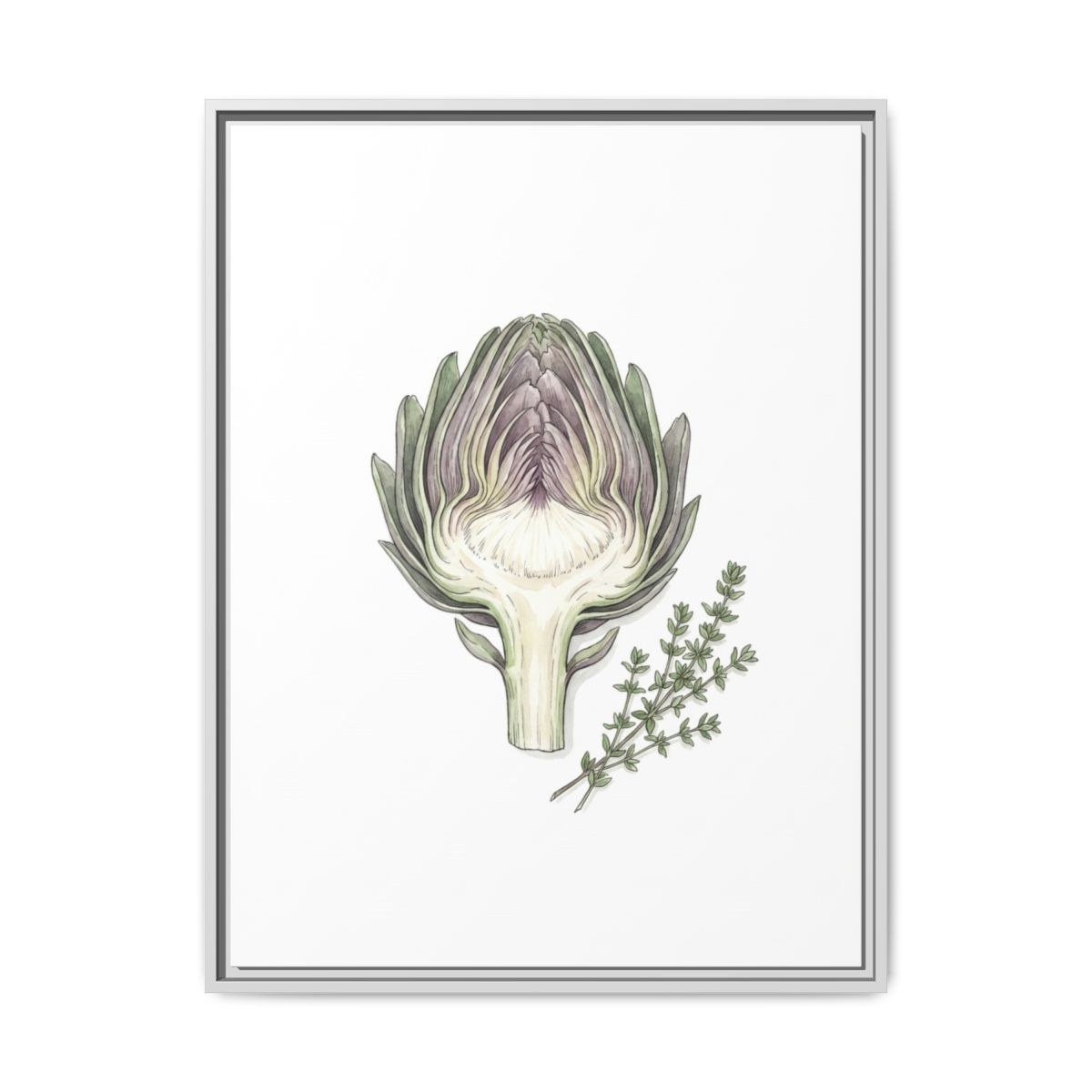 Artichoke Botanical Canvas Wall Art | Kitchen Vegetable Print | Modern Dining Room Framed Decor — Thumbnail 4