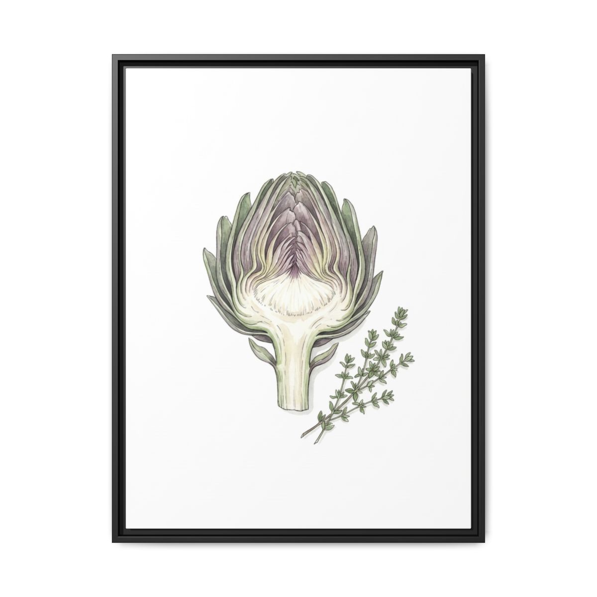 Artichoke Botanical Canvas Wall Art | Kitchen Vegetable Print | Modern Dining Room Framed Decor - alternate view