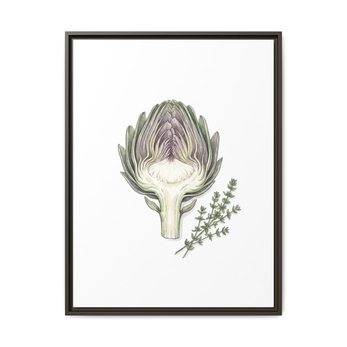 Artichoke Botanical Canvas Wall Art | Kitchen Vegetable Print | Modern Dining Room Framed Decor — Thumbnail 3