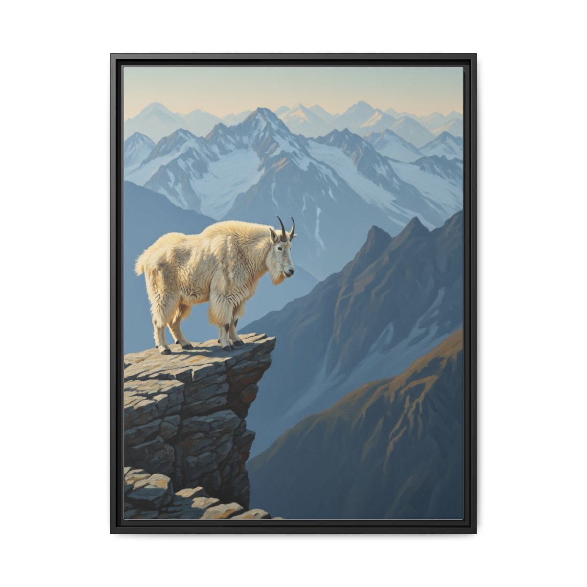 Mountain Goat Canvas Wall Art | Alpine Cliff Painting Framed Print | Living Room Nature Decor | Adventure Lover Gift - alternate view