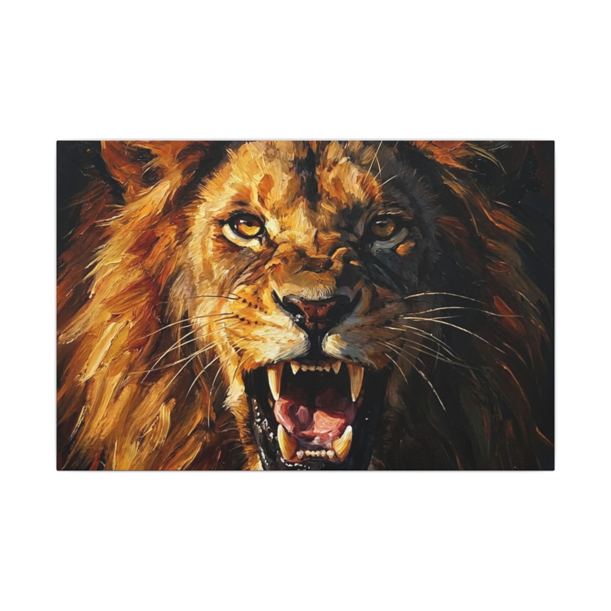 Roaring Lion Canvas Wall Art | Bold Wildlife Framed Print | Living Room Decor — Thumbnail 5