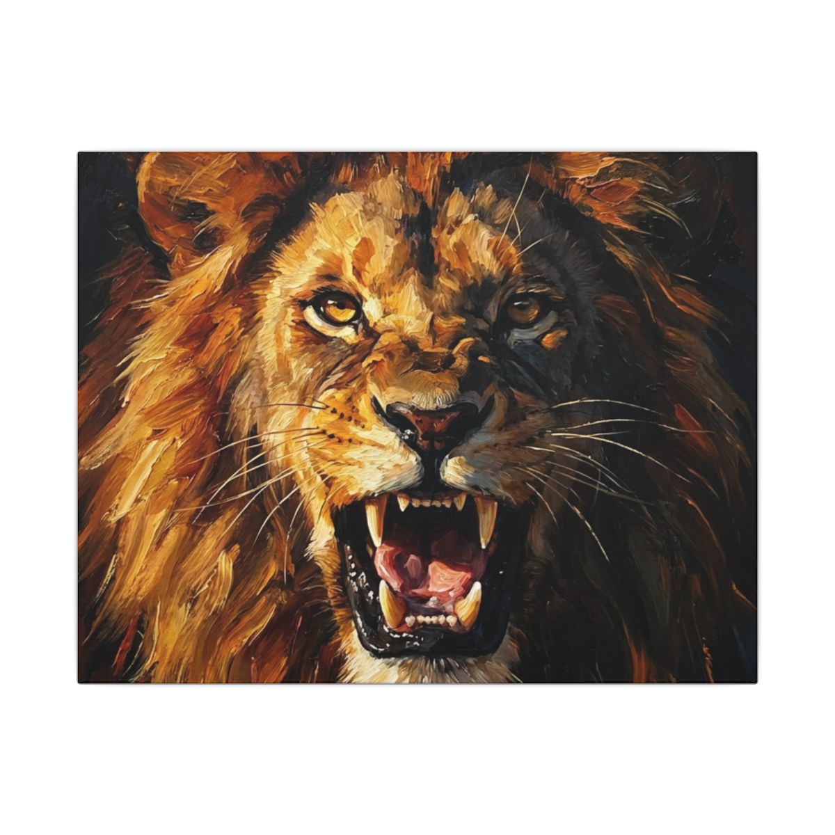 Roaring Lion Canvas Wall Art | Bold Wildlife Framed Print | Living Room Decor — Thumbnail 2