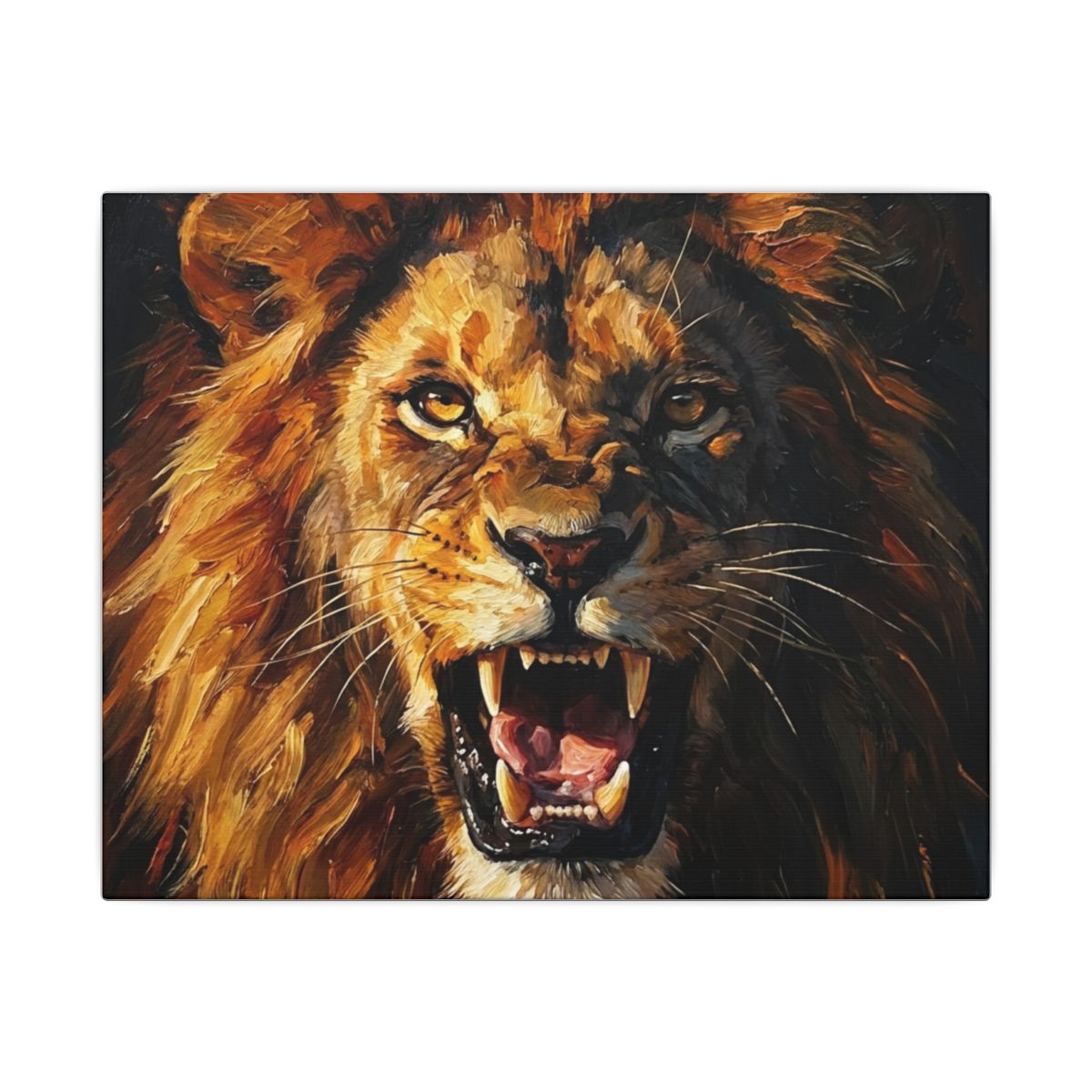 Roaring Lion Canvas Wall Art | Bold Wildlife Framed Print | Living Room Decor — Thumbnail 4