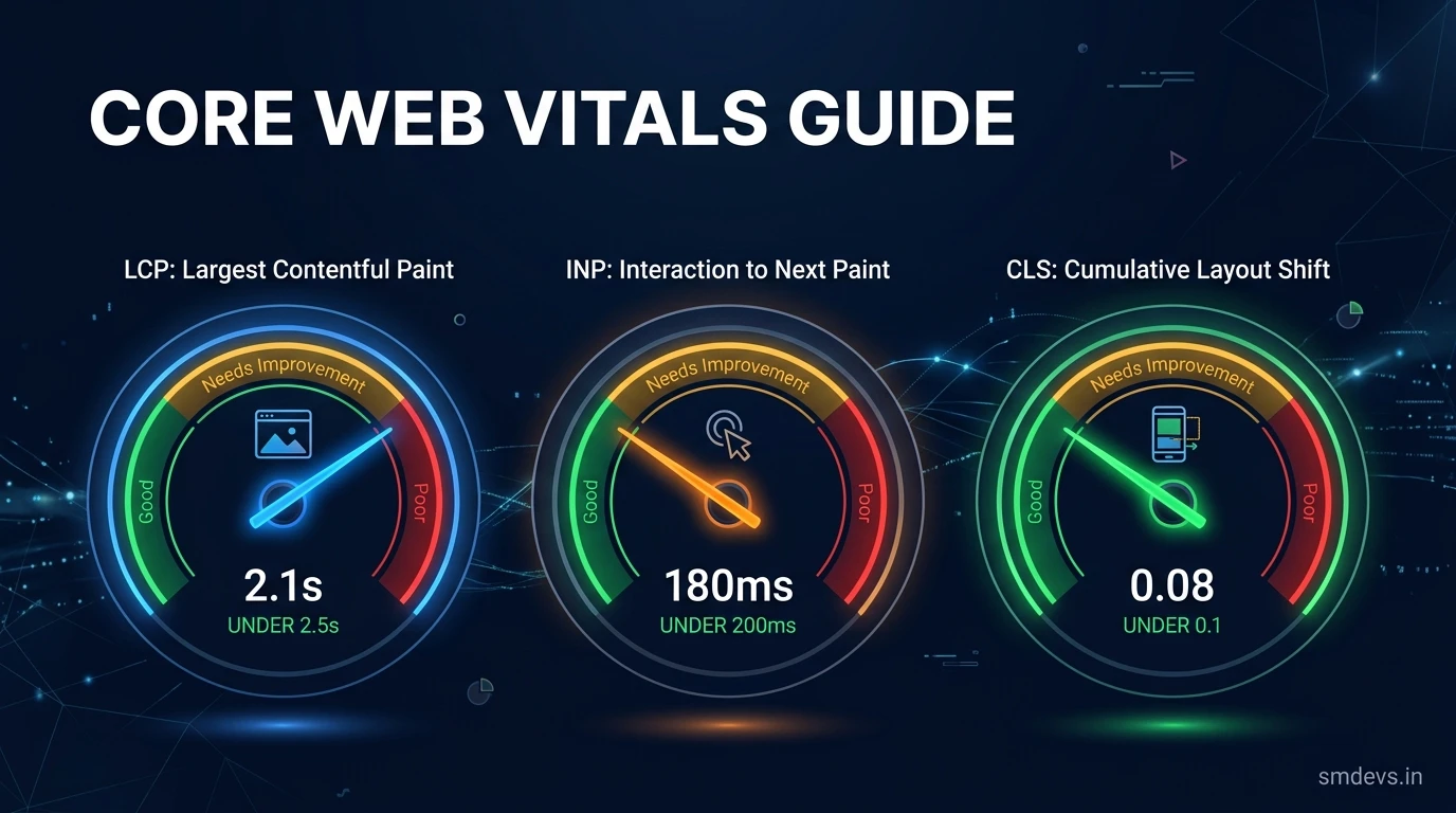 Core Web Vitals Guide 2026 — LCP, INP & CLS Explained with Exact Thresholds
