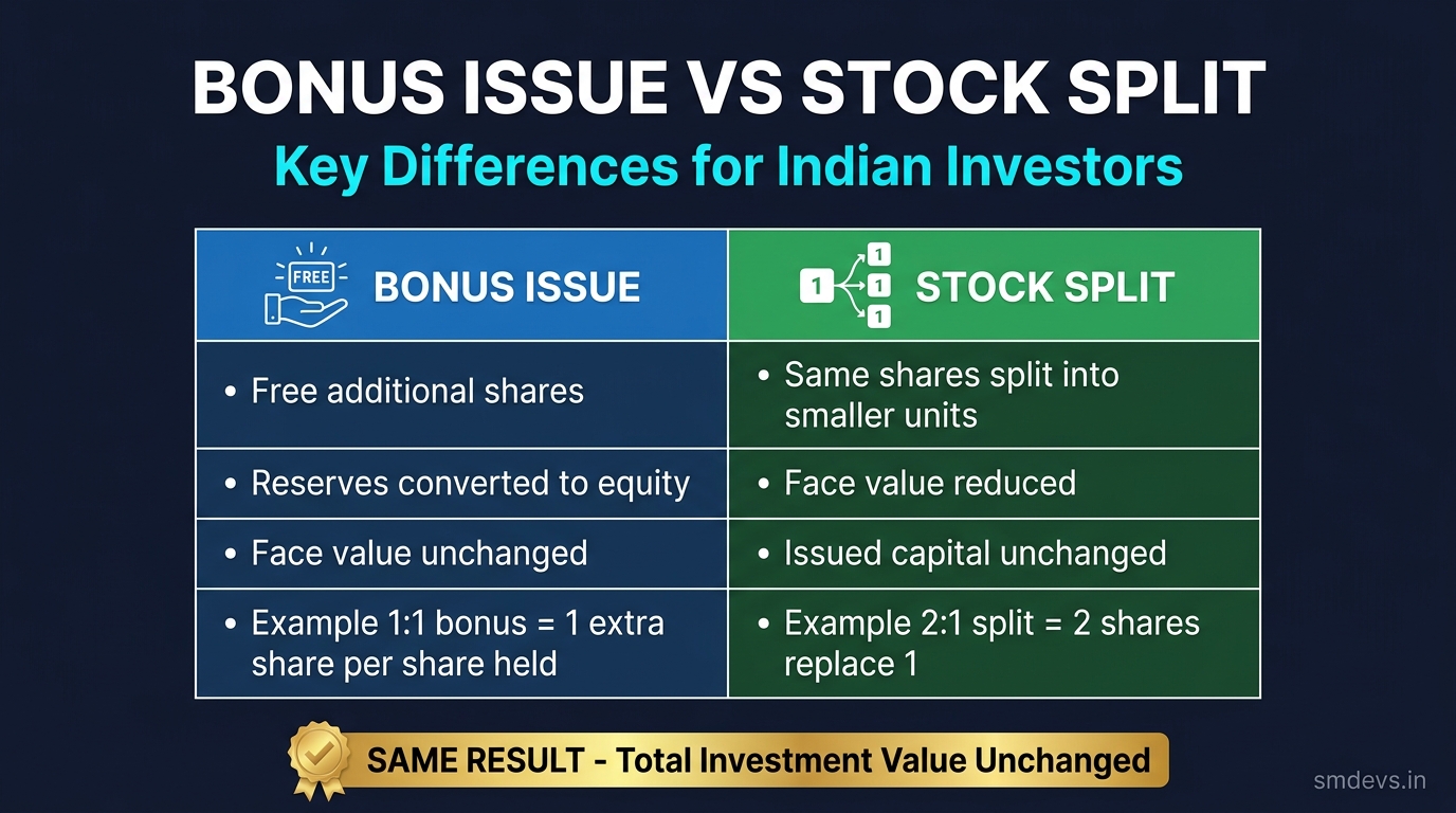 Bonus Issue vs Stock Split: Key Differences Every Investor Must Know (2026)
