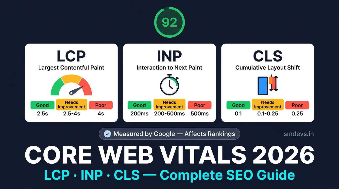 What is Core Web Vitals? LCP, INP & CLS — Complete SEO Guide (2026)