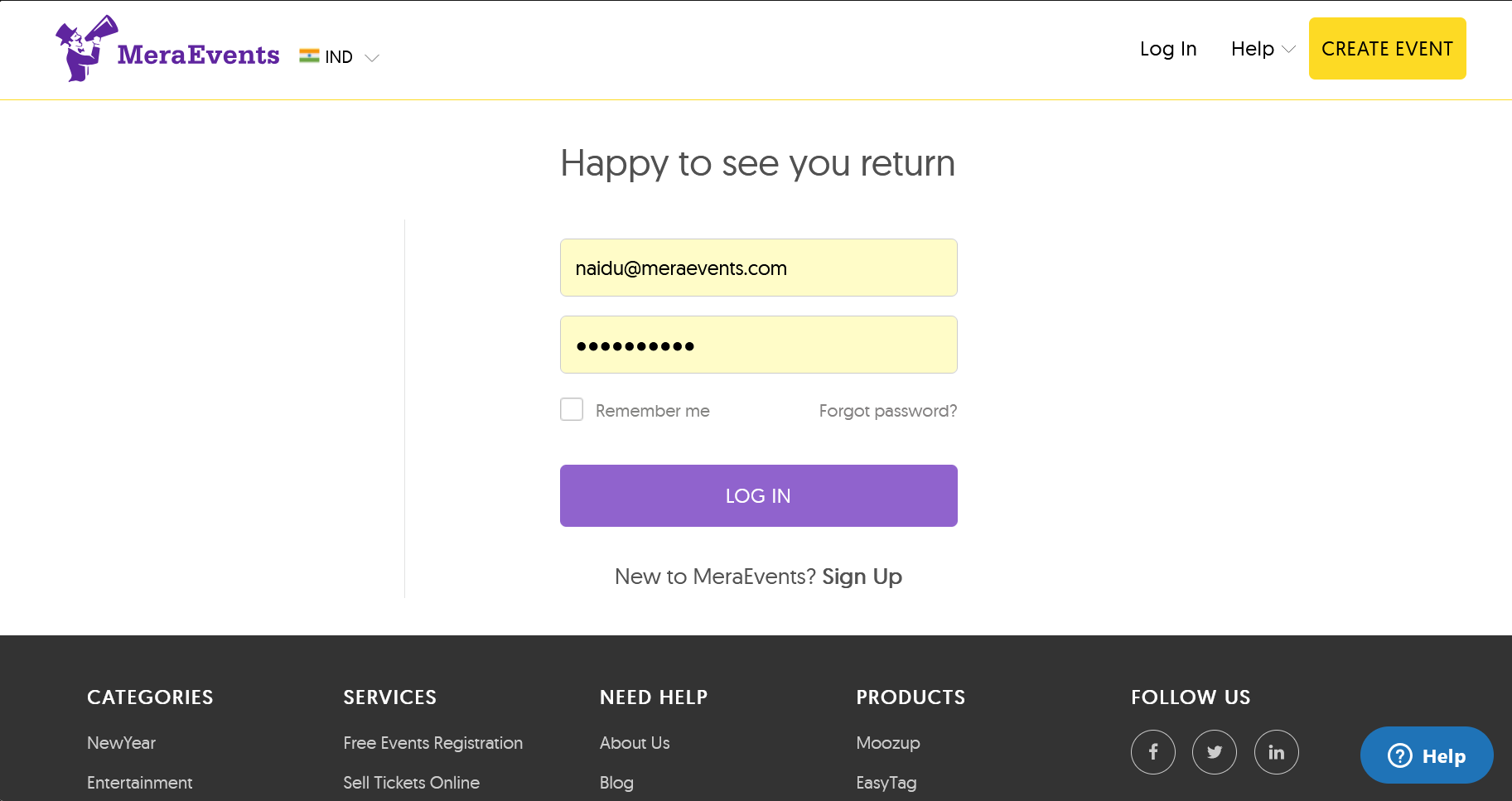 MeraEvents Dashboard Example