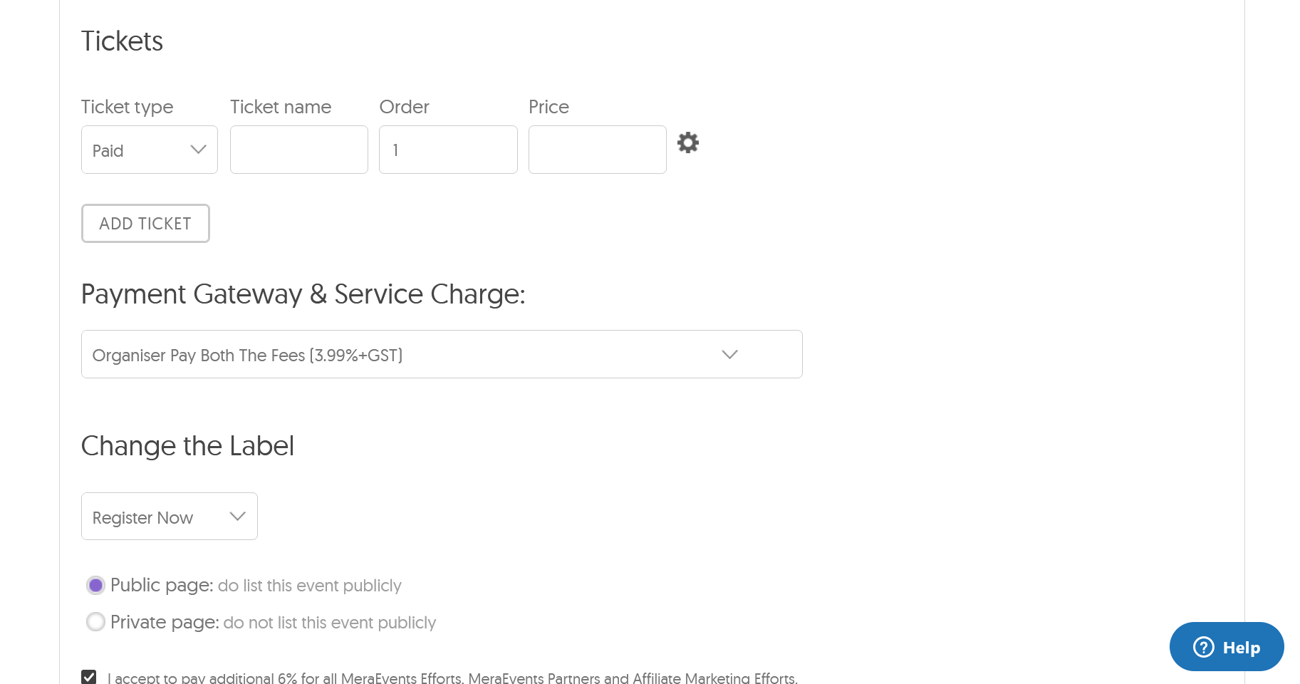 Ticket Setup Example