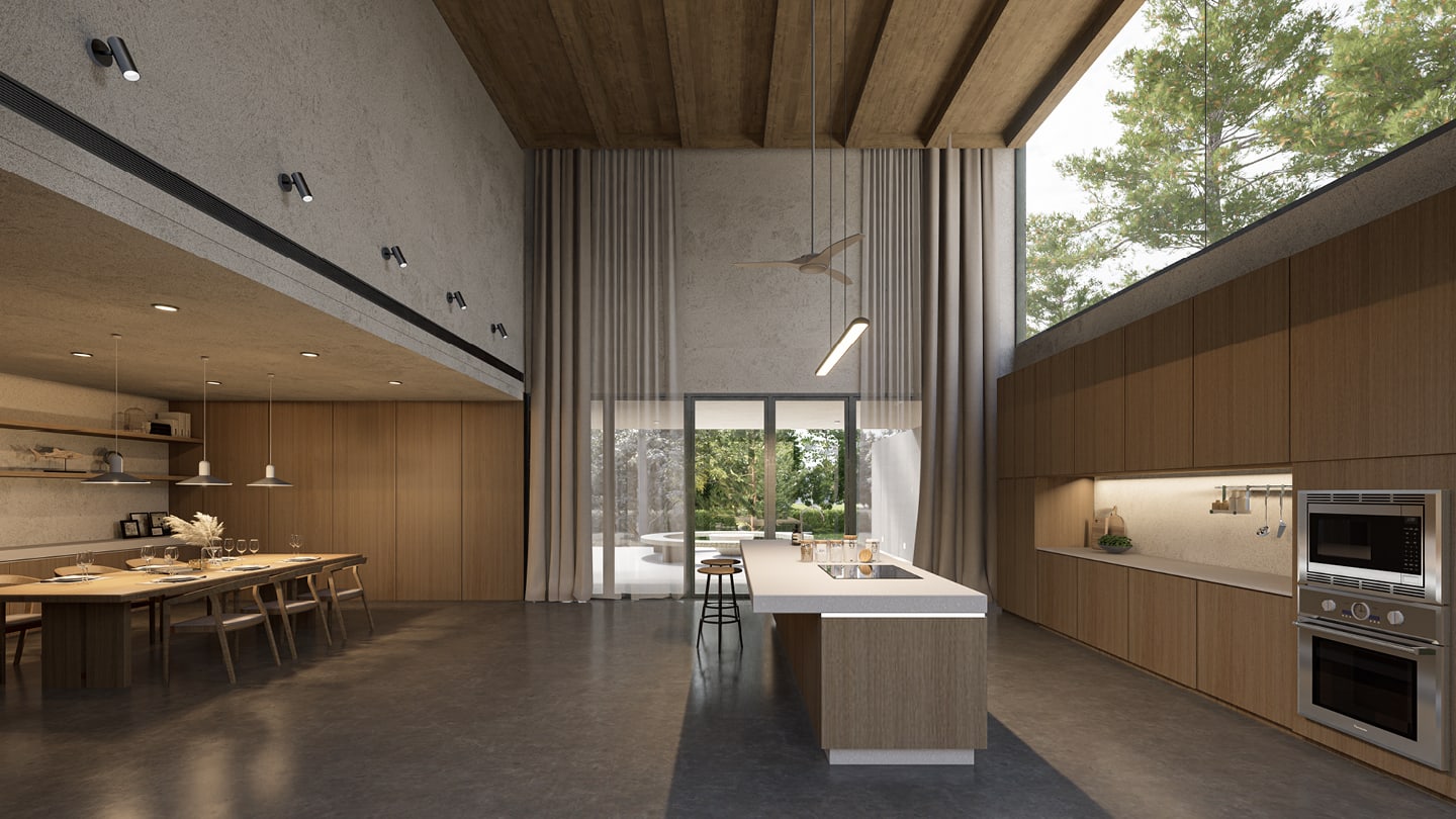 A multi-generational haven, designed to foster connection and well-being for all residents with off-form concrete as a primary element.