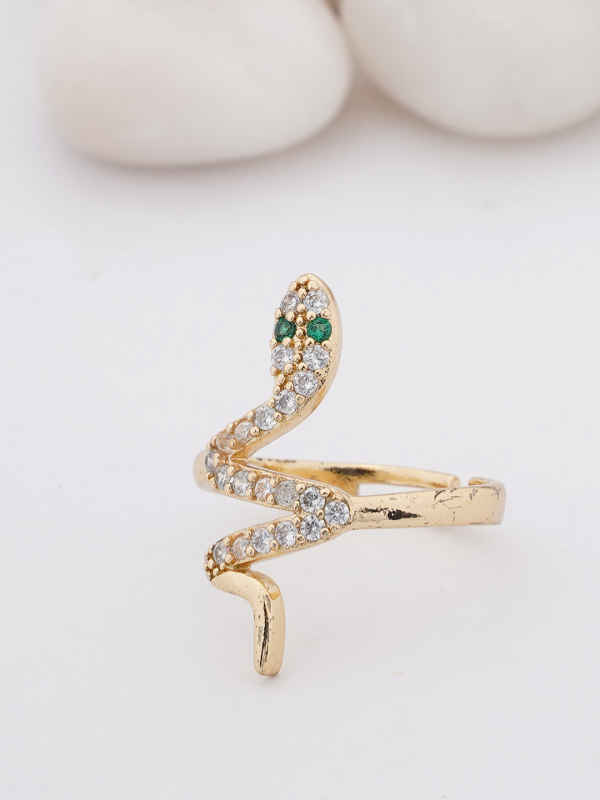 Tone Snake Ring with Crystal Accents