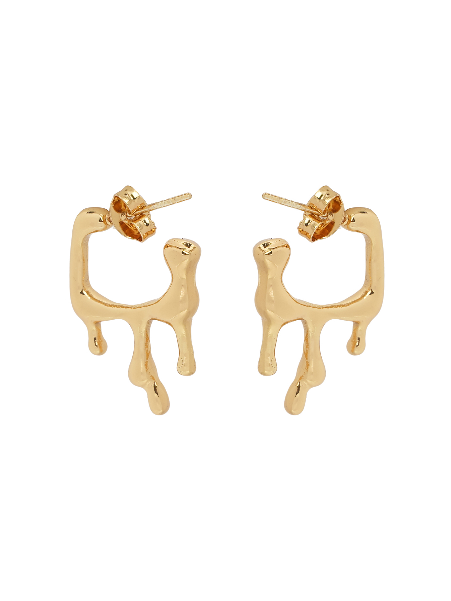 Abstract Gold Drip Hoop Earrings