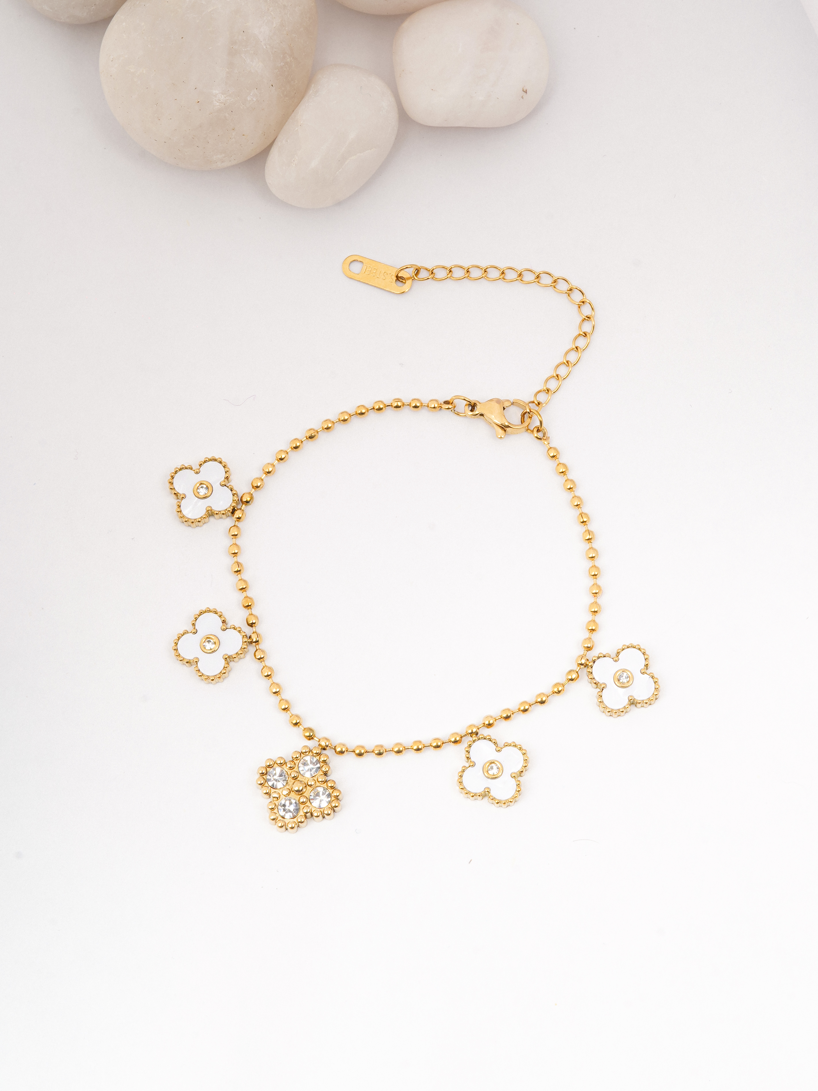 Gold Outline Cloud/Flower Link Bracelet