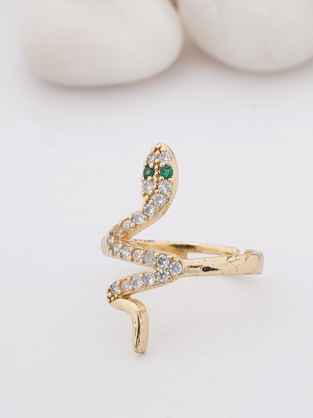 Tone Snake Ring with Crystal Accents