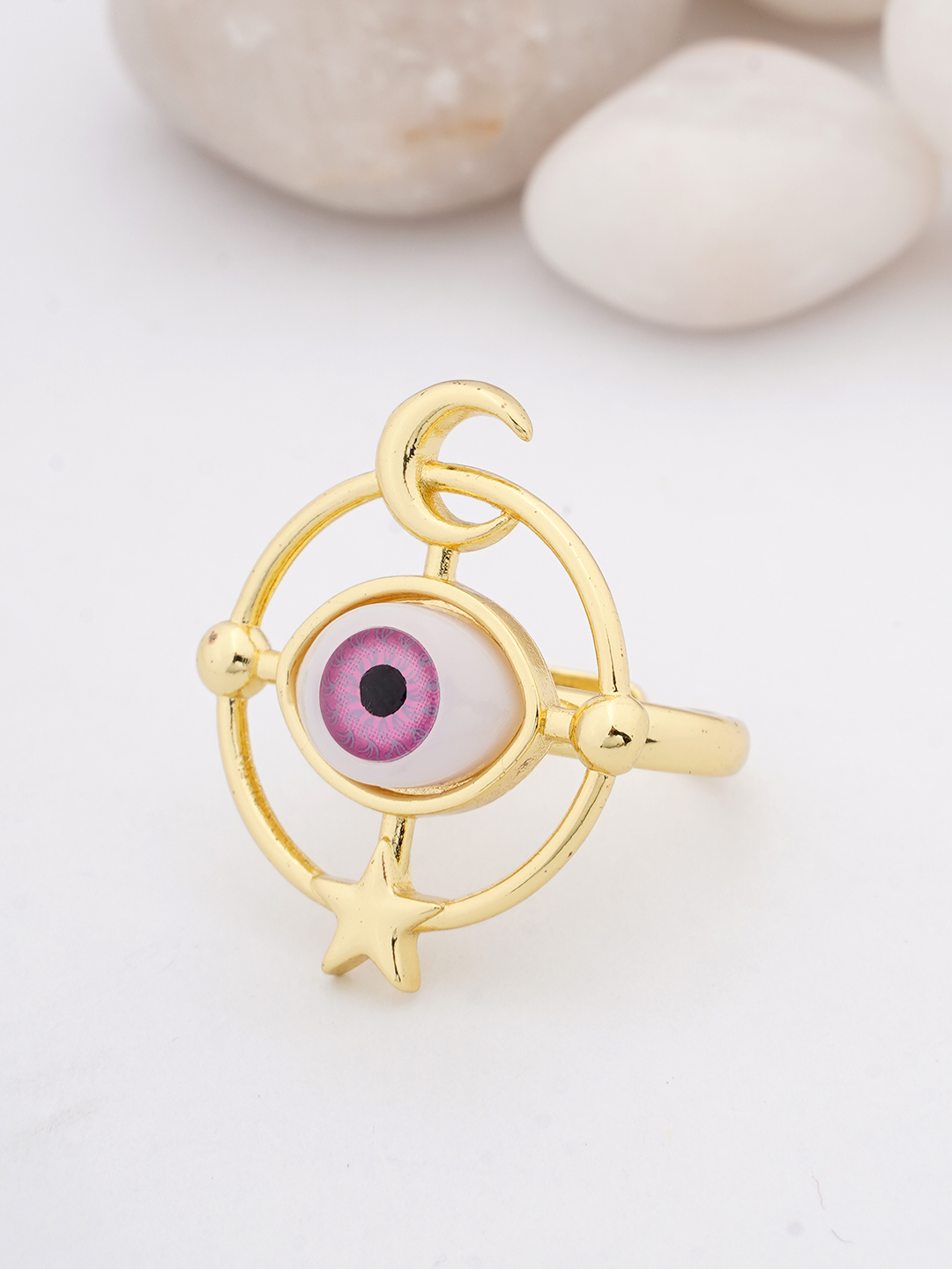 Gold-Tone Evil Eye Celestial Ring
