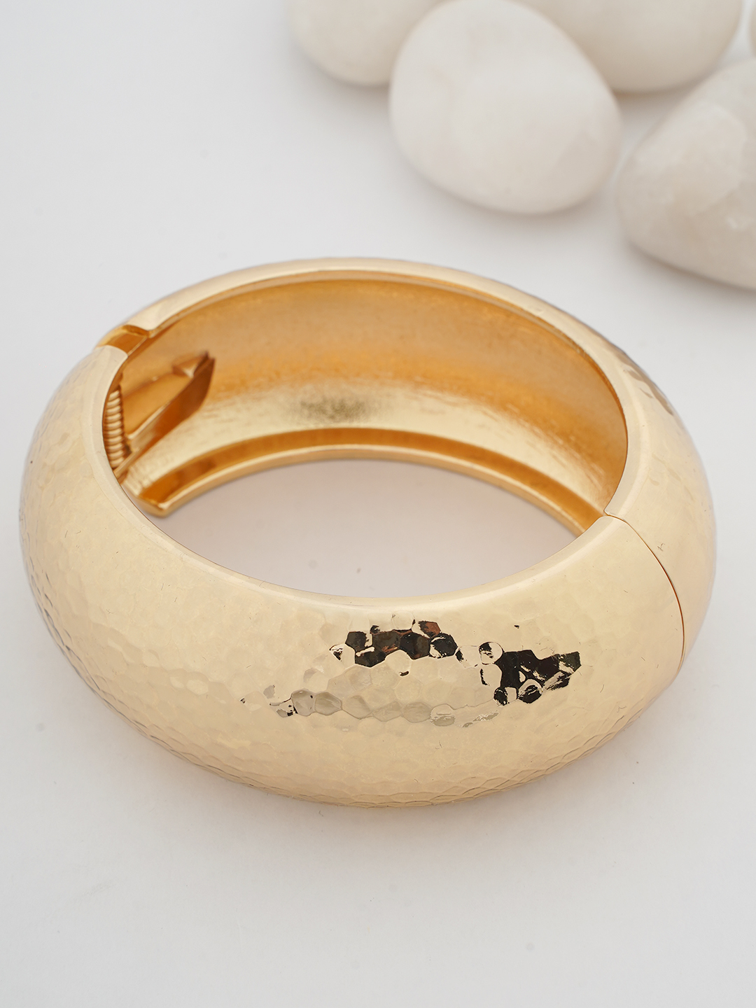 Hammered Gold-Tone Hinged Bangle