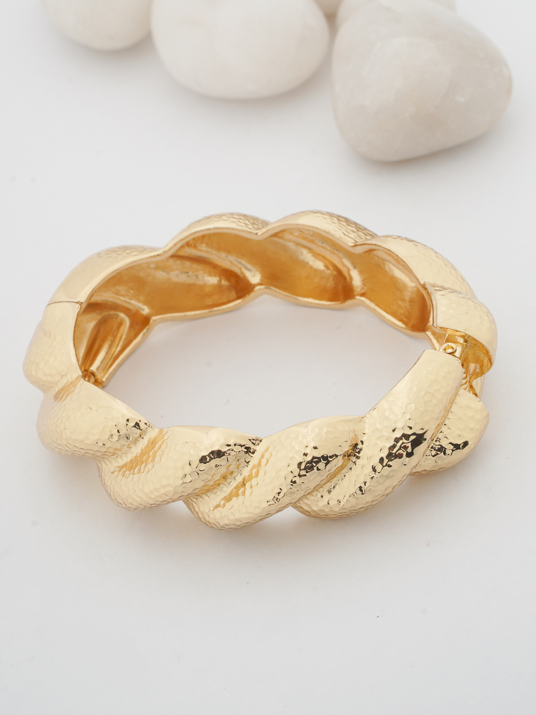 Hammered Gold-Tone Twisted Bangle