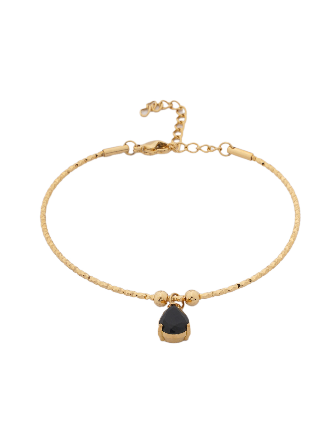 Gold-Tone Onyx-Style Teardrop Bracelet