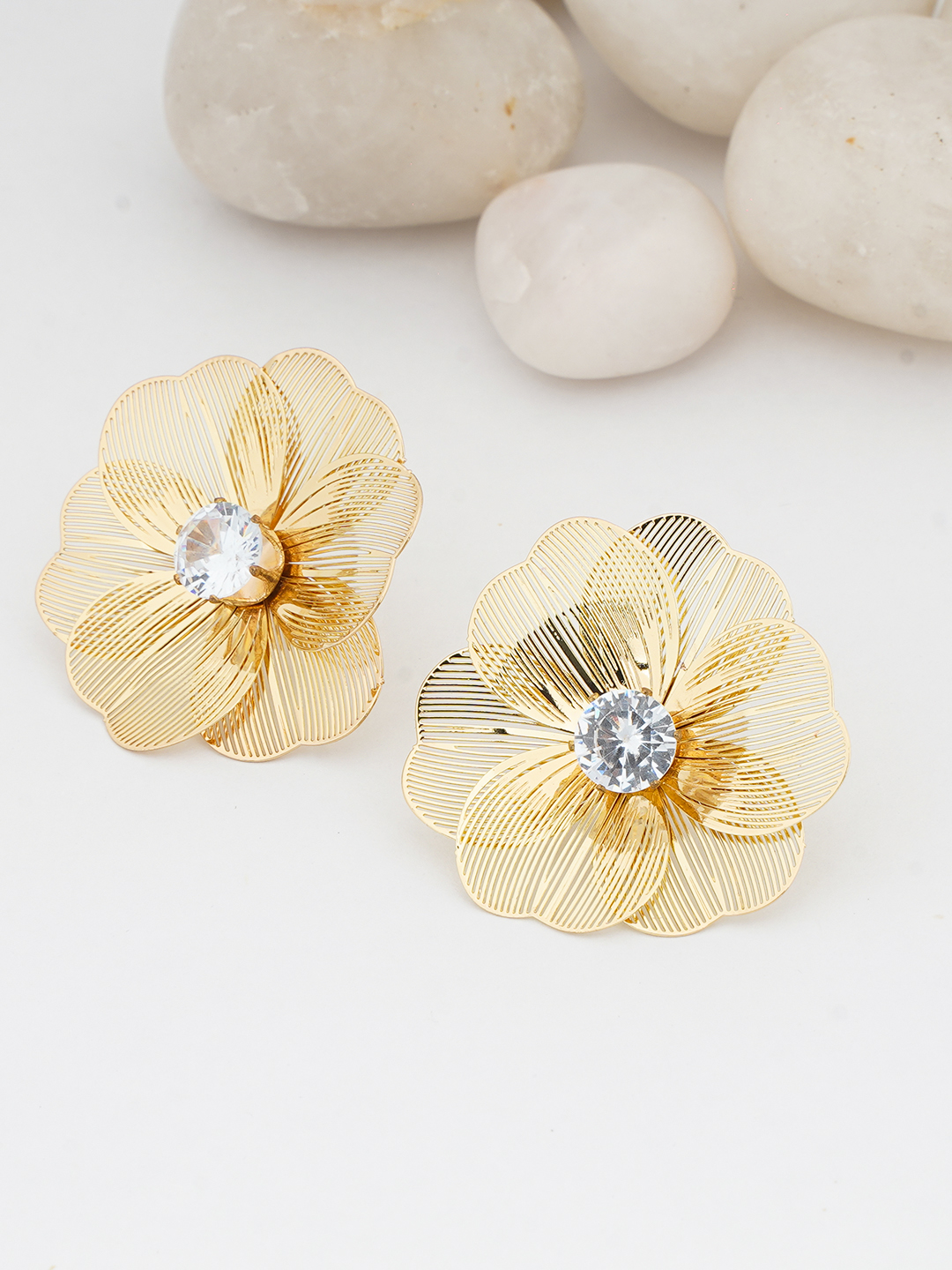 Gold Filigree Floral Stud Earrings