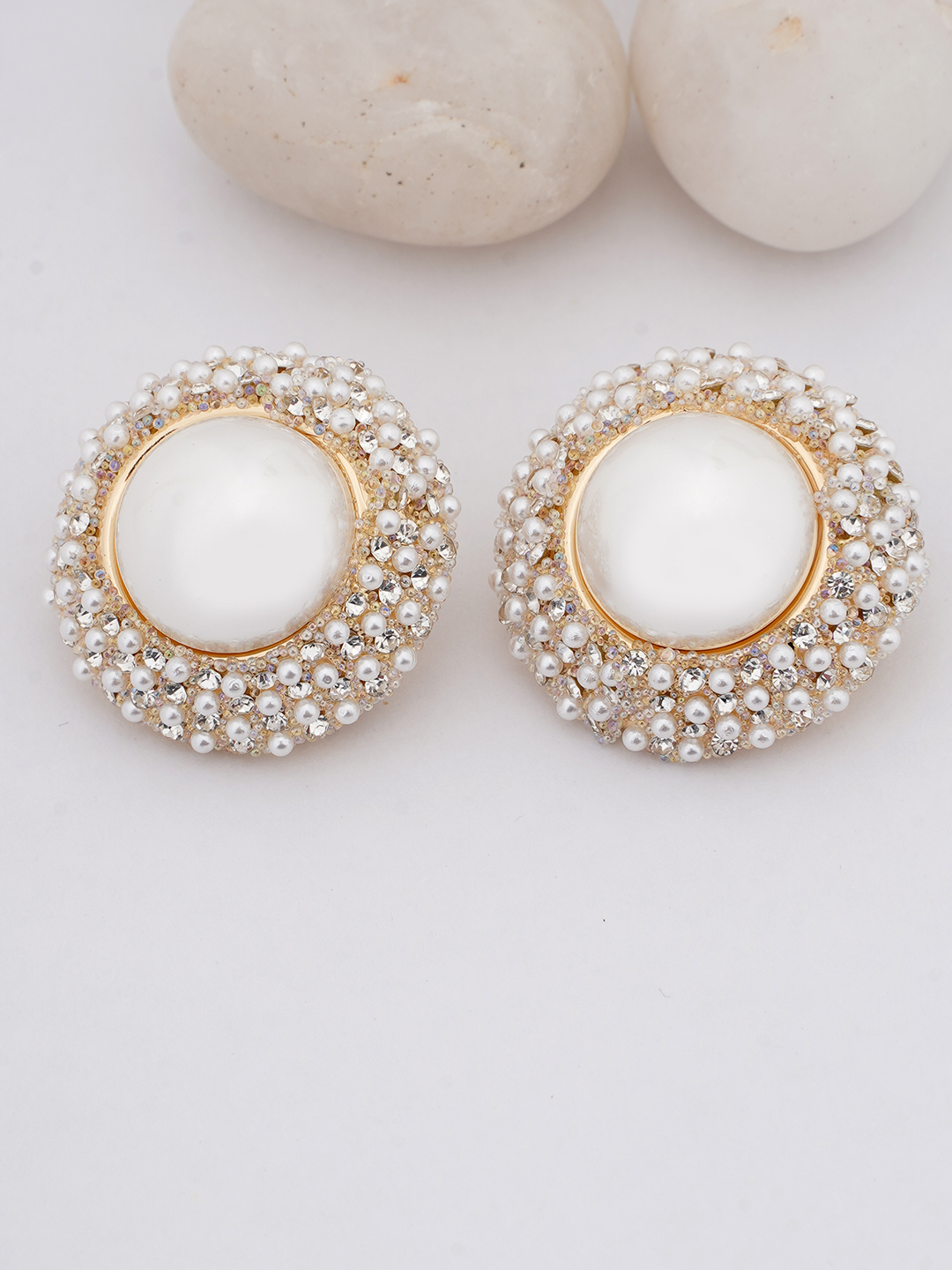 Ornate Pearl & Crystal Halo Studs