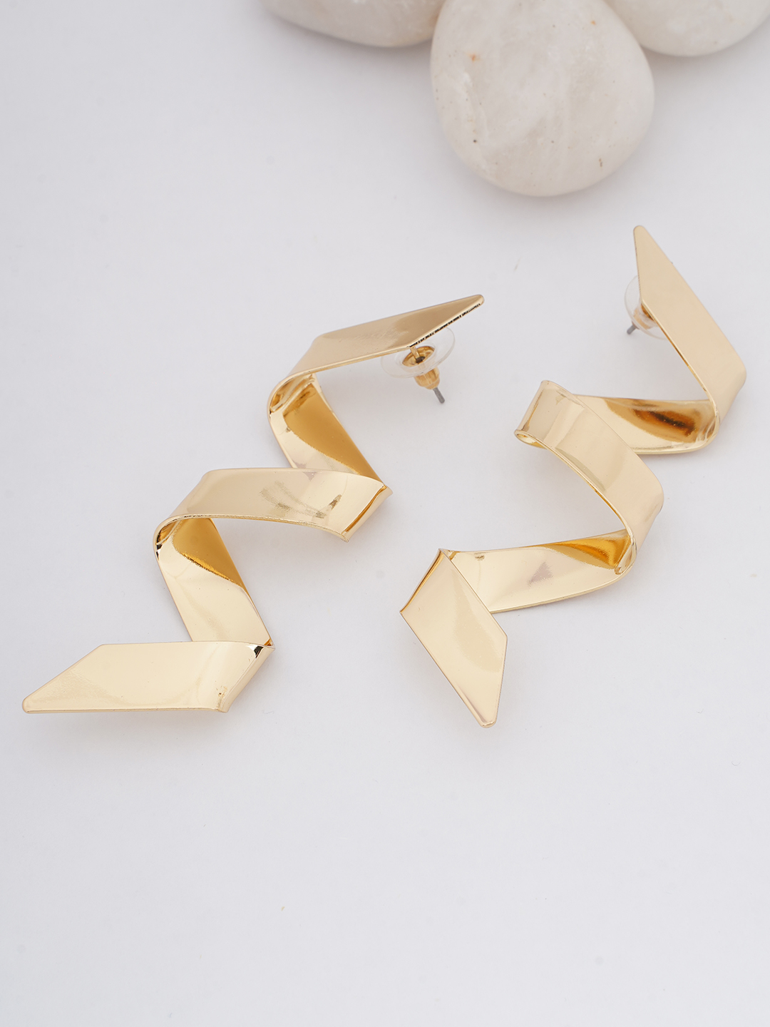 Gold-Tone Zigzag Spiral Earrings
