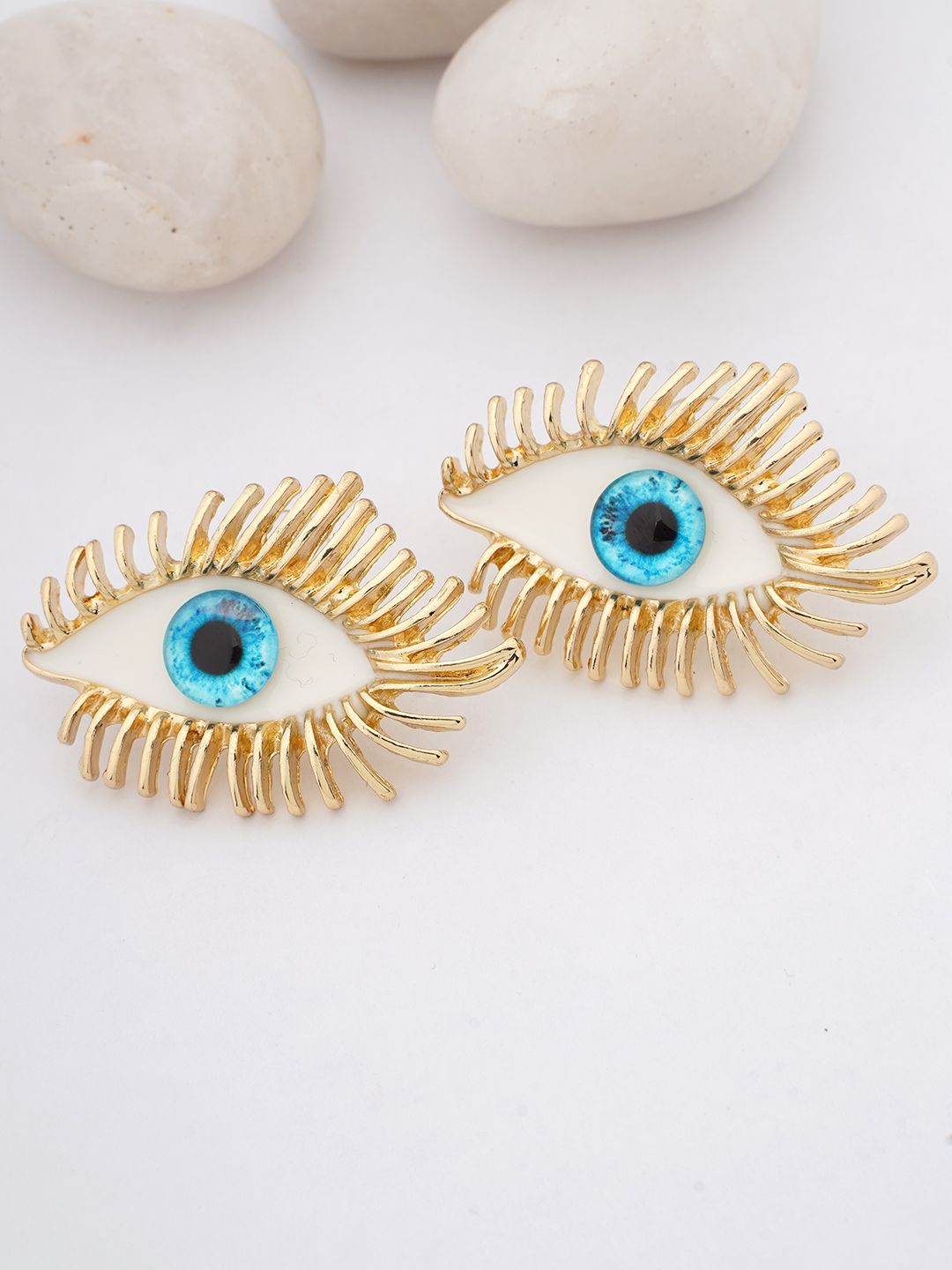 Gold-Tone Evil Eye Statement Stud Earrings