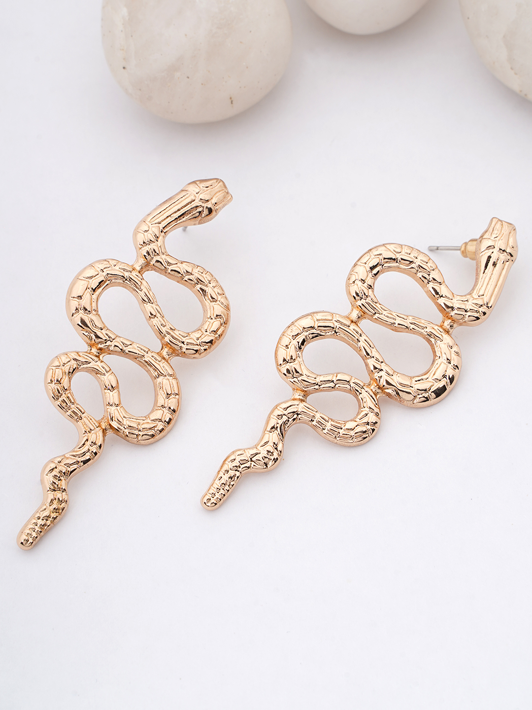 Gold Serpent Statement Earrings