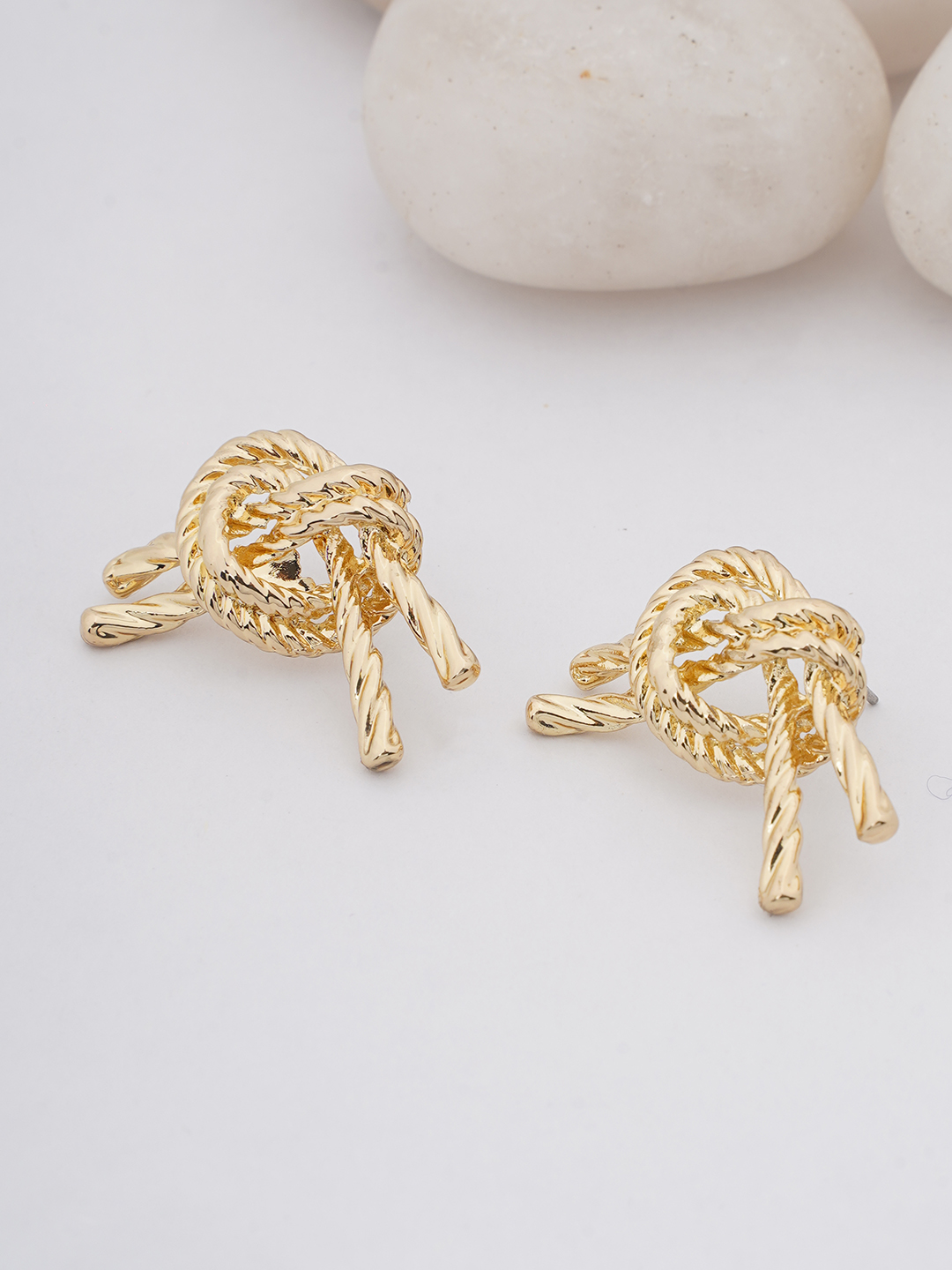 Gold Rope Knot Stud Earrings