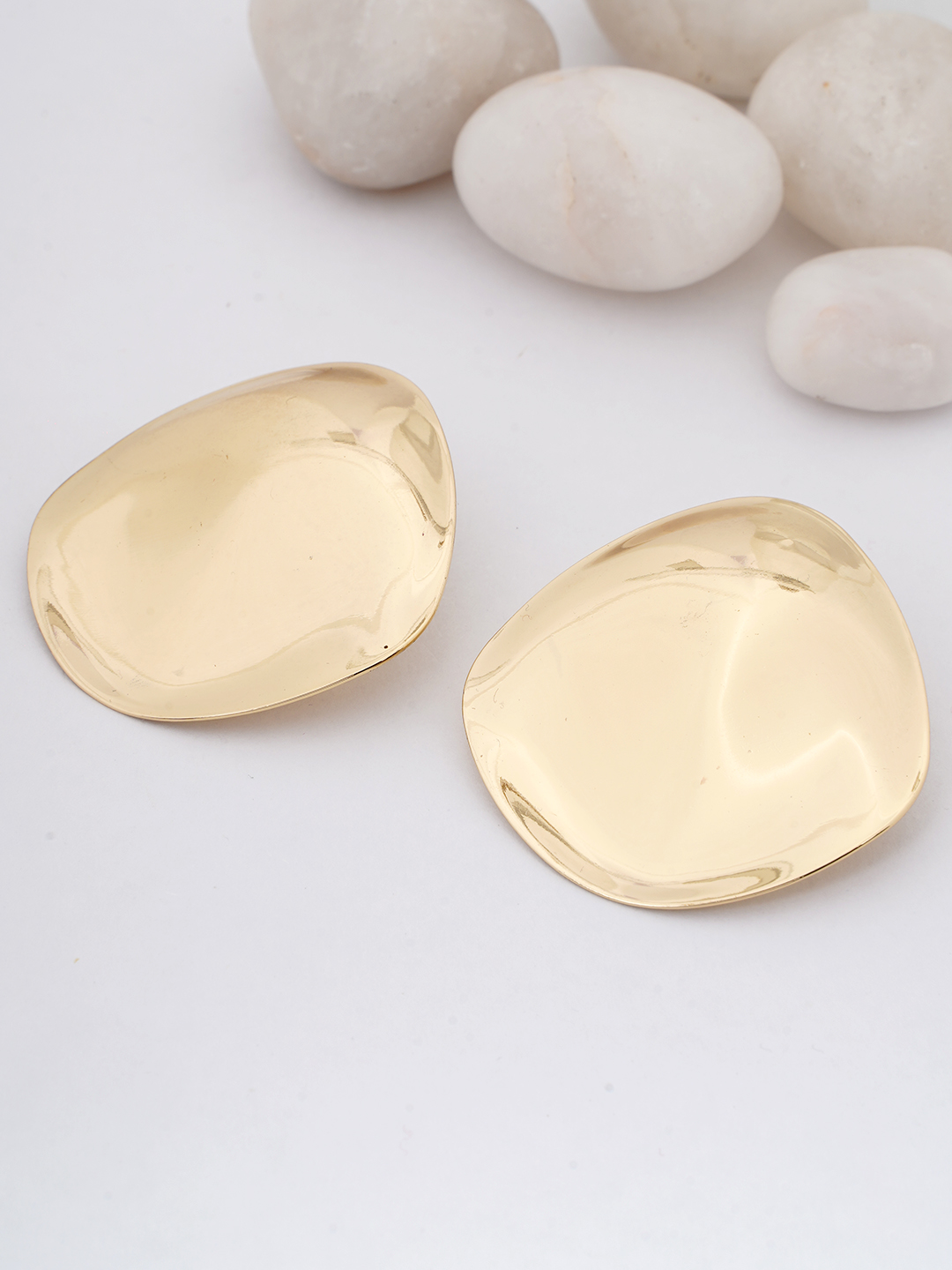 Polished Gold Teardrop Stud Earrings