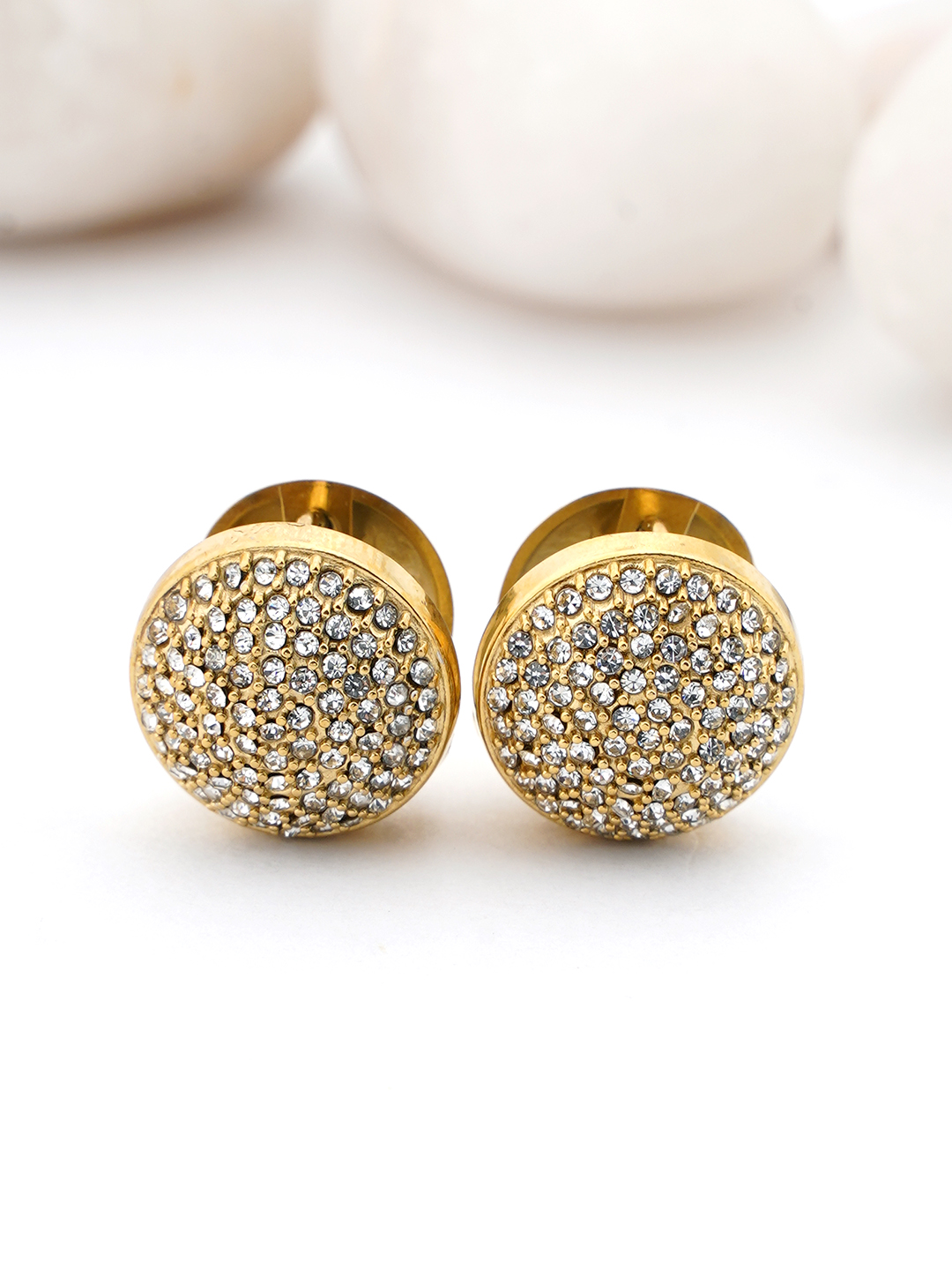 Crystal Pavé Disc Stud Earrings