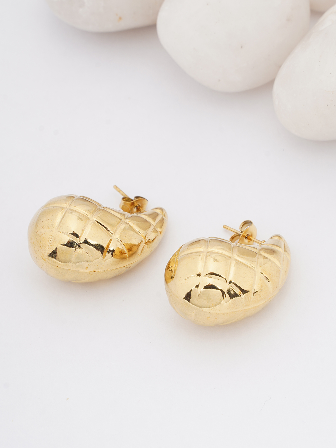 Gold-Tone Textured Stud Earrings