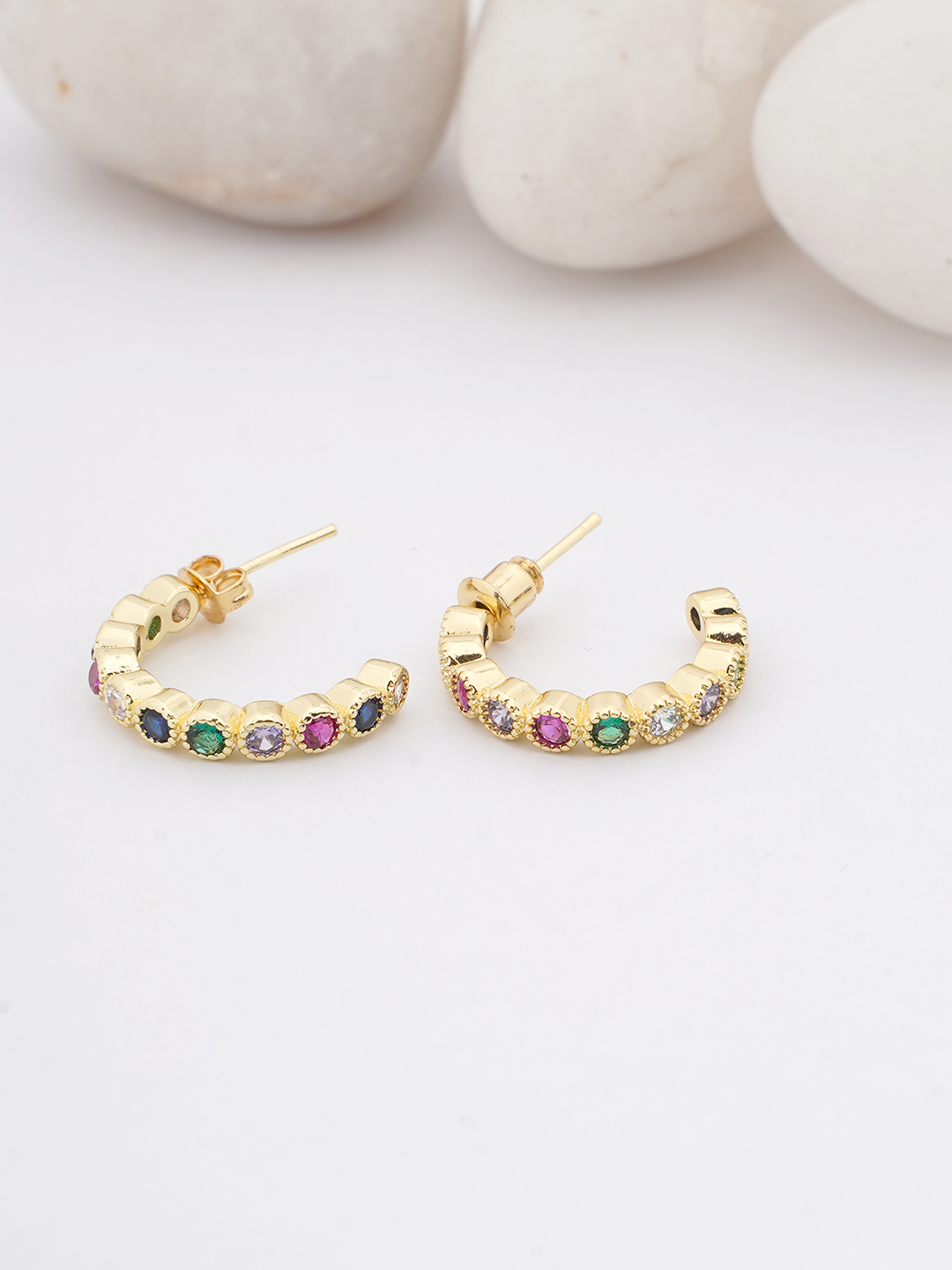 Multicolor Crystal Hoop Earrings
