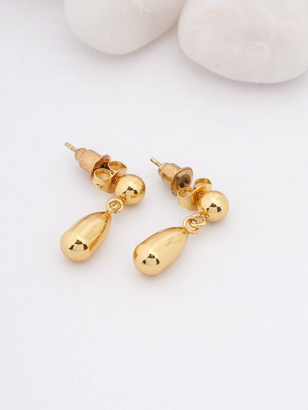 Gold Drop Stud Earrings