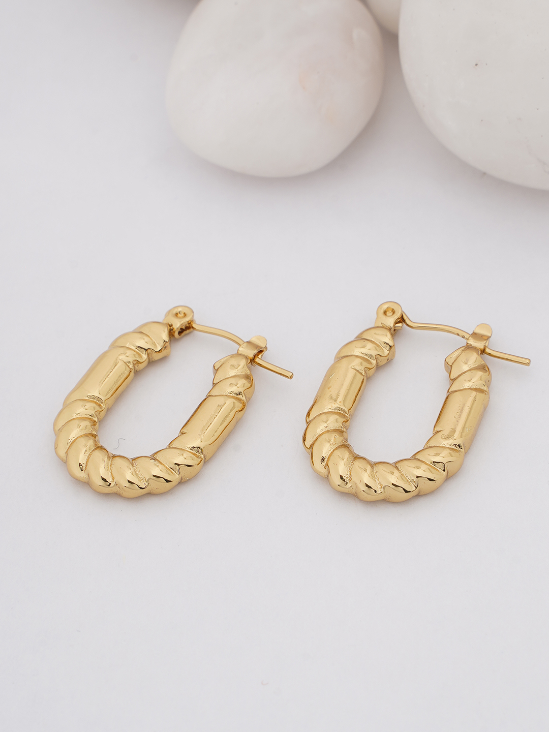 Twisted Gold Square Hoop Earrings