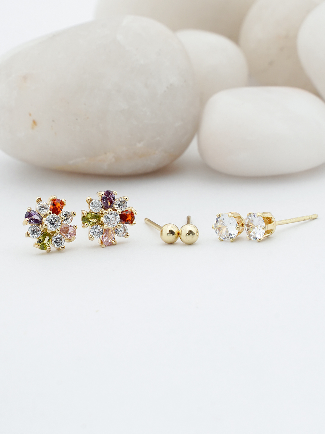 Multicolor Crystal Stud Earring Set