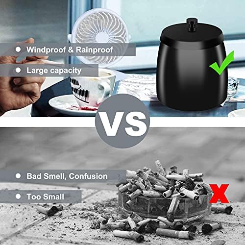 Vue 2 de Honzuen Cendrier Noir Exterieur