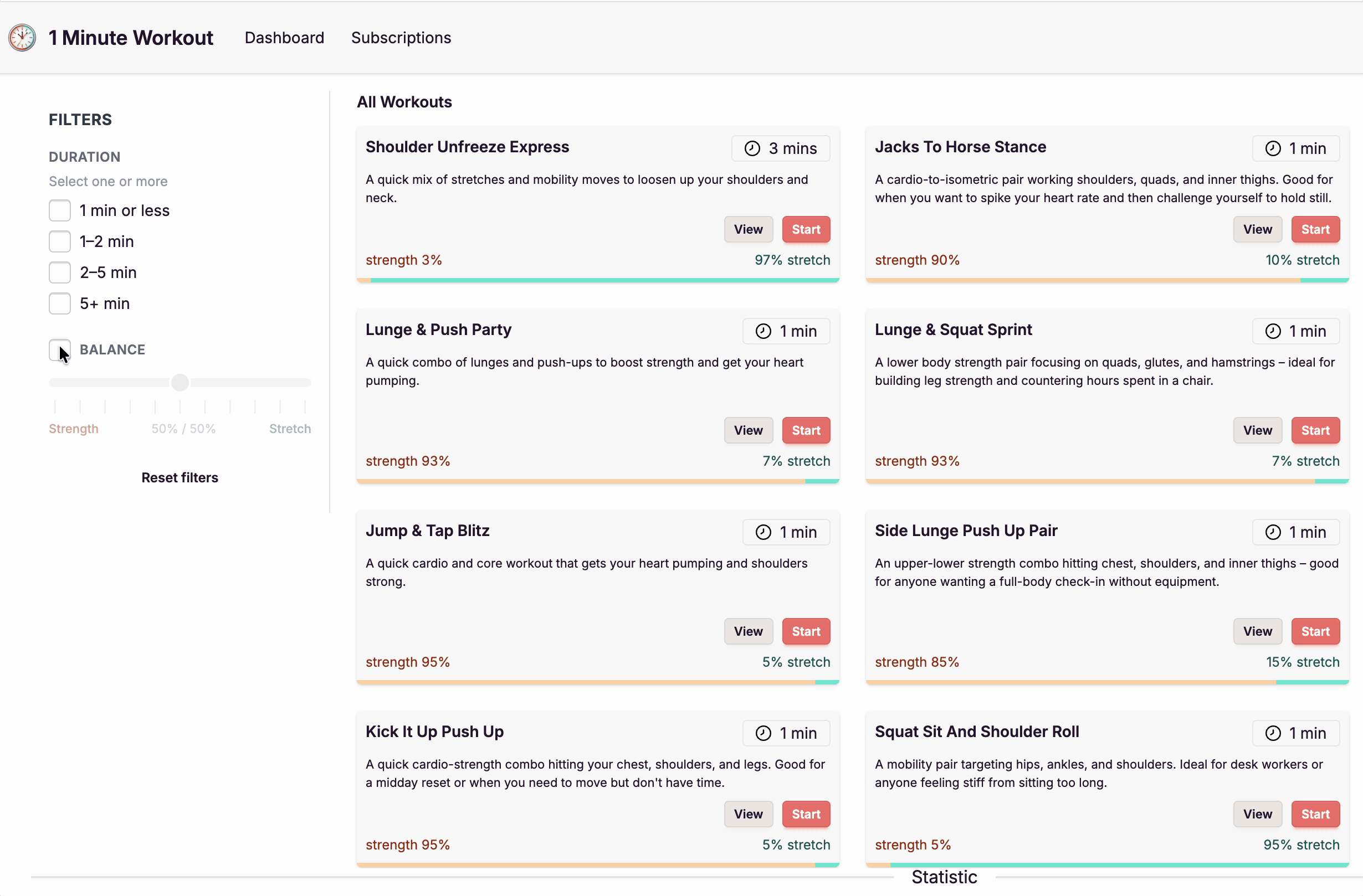 Strength/Stretch balance filter in work