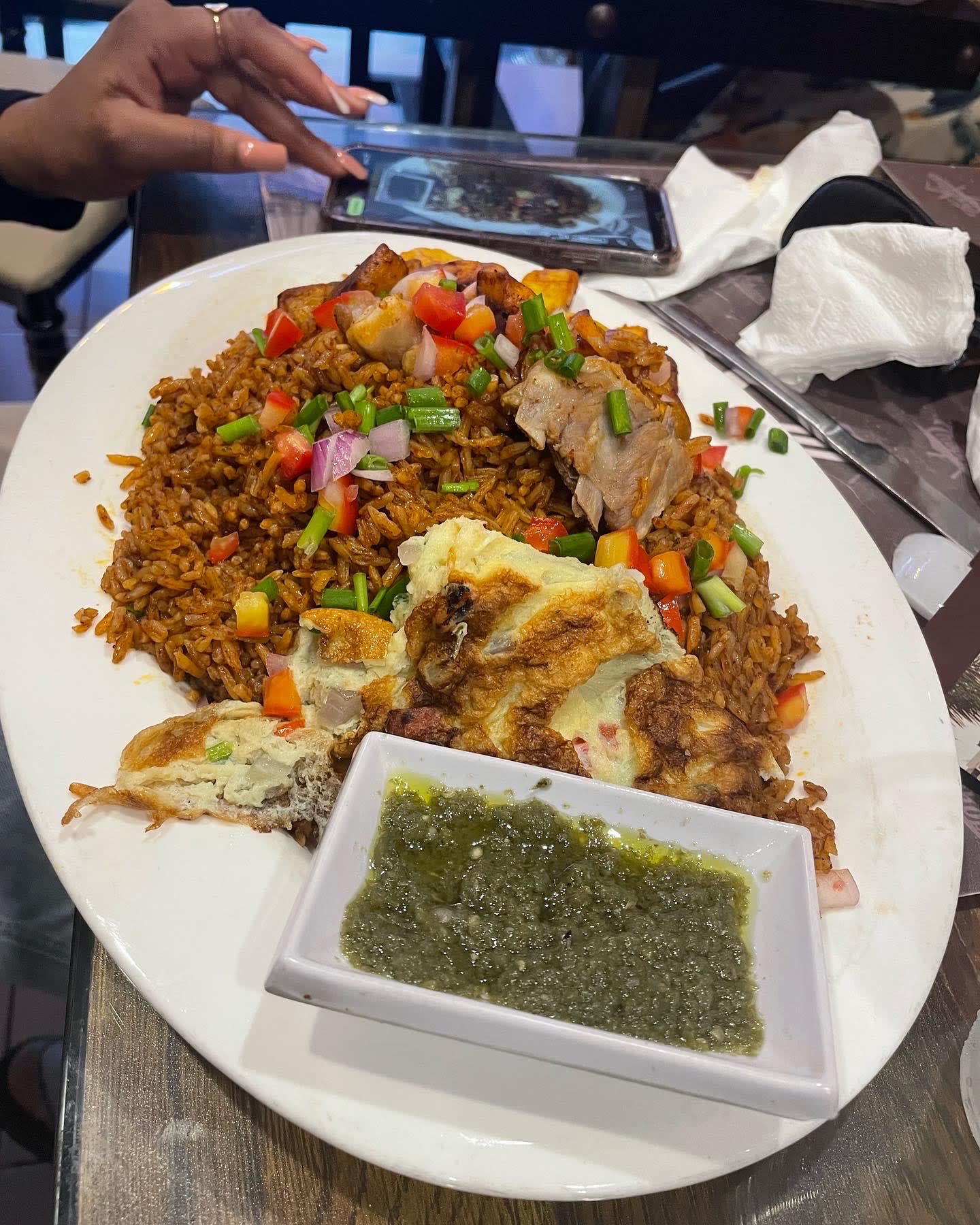 Tooloo jollof from a restaurant in Accra.