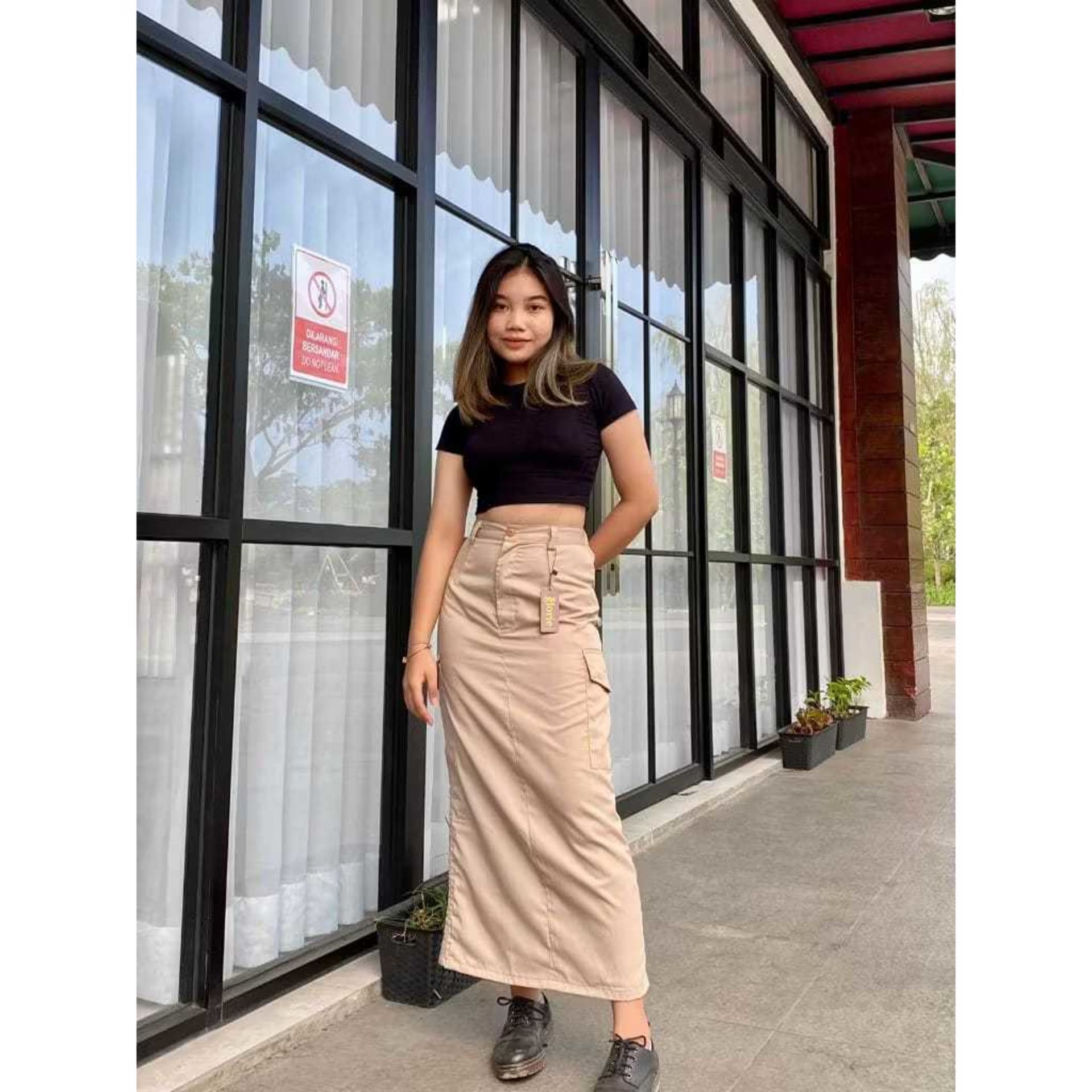 Rok Wanita Cargo Korean Style/ Korean Skirt Samping Serut Tali