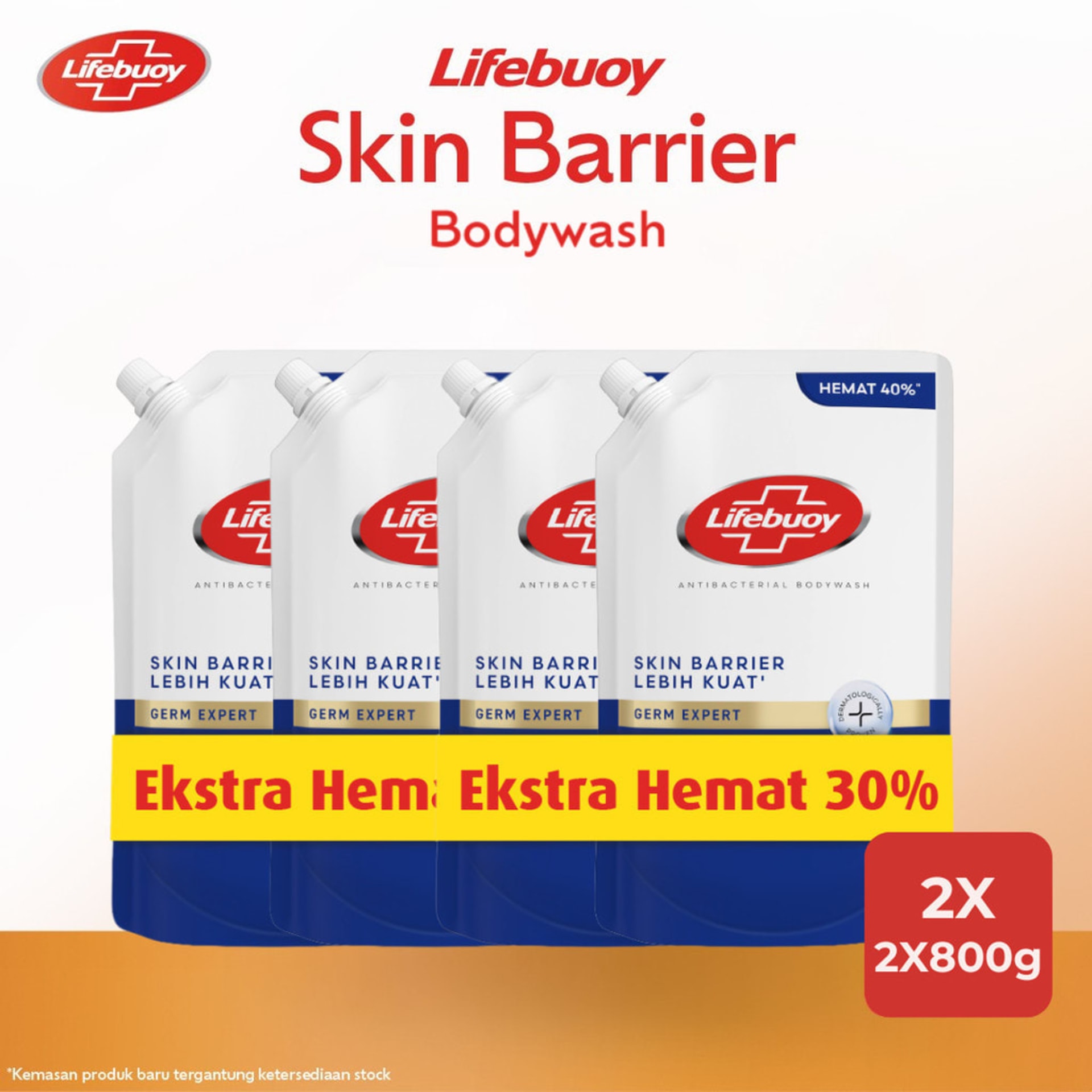 [LEBIH HEMAT 30%] Lifebuoy Sabun Mandi Cair Anti Bacterial Body Wash Mild Care 100% Lebih Kuat Lawan Kuman Berbahaya & 10x Moisturizer 800ml x 4