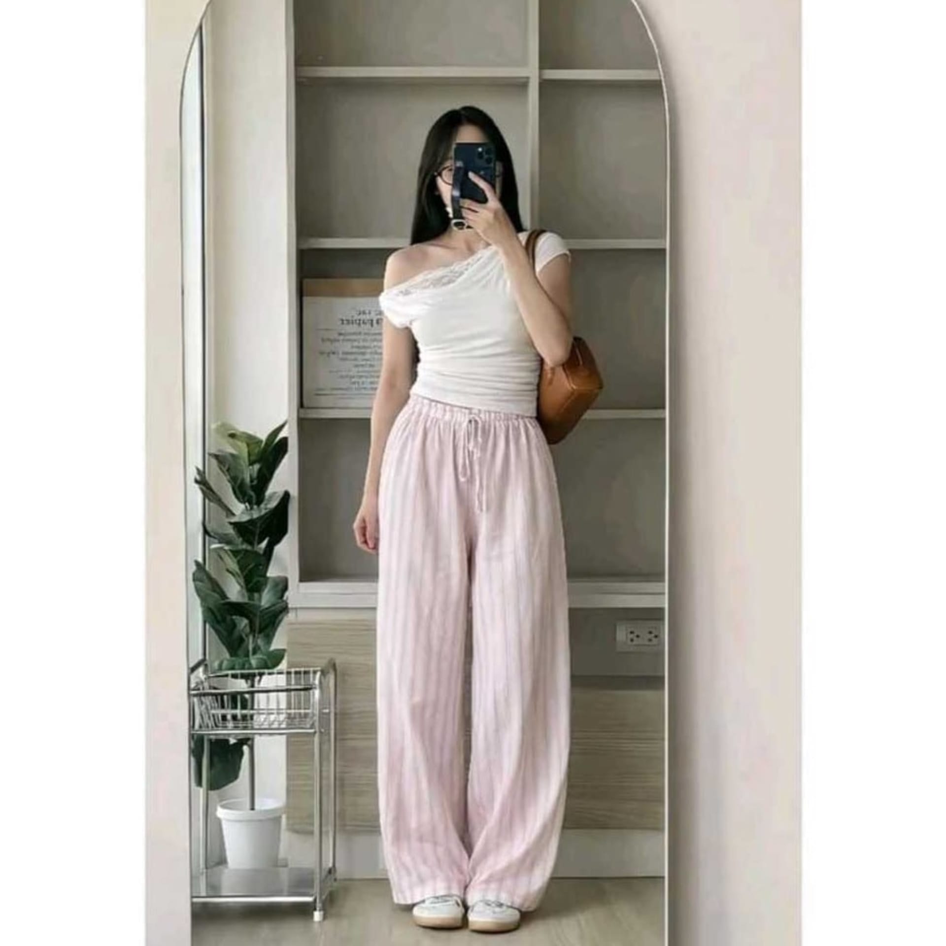Everyday Pants - Strip Pants Celana Panjang Wanita Baggy Kantor Kuliah - Kulot Pinstripe - Celana Formal Casual Wanita