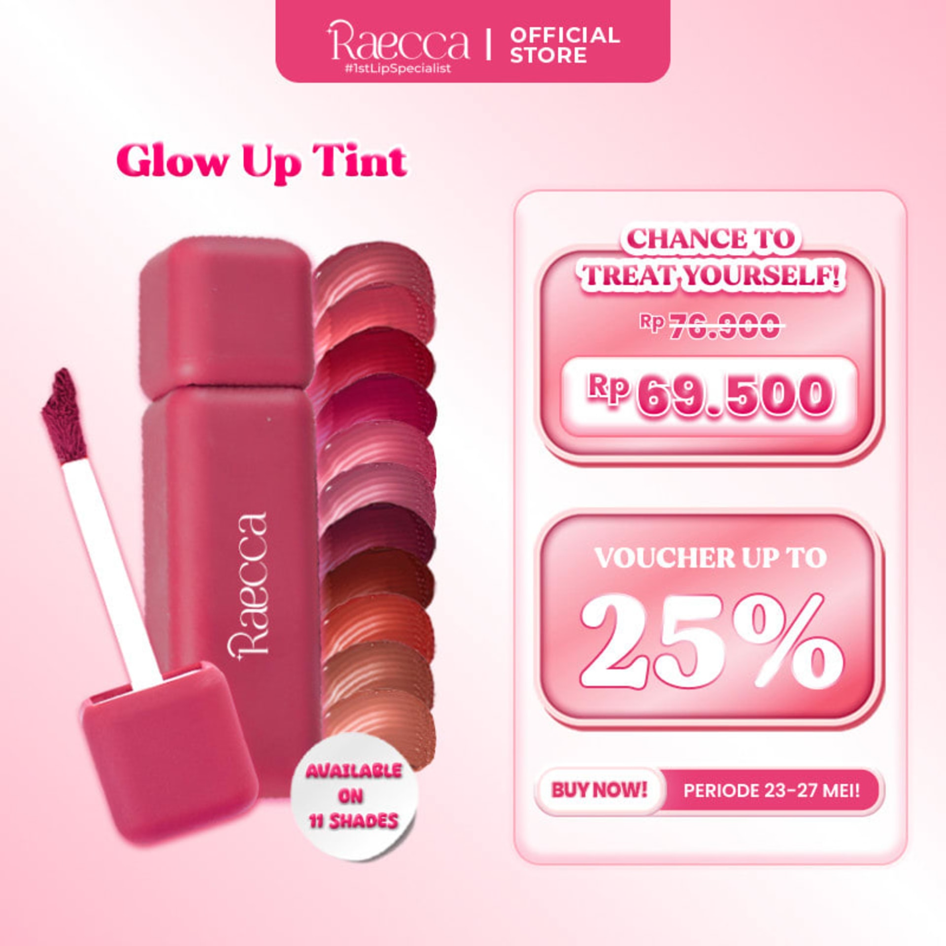 Raecca Glow Up Tint - Rekomendasi Liptint Waterproof Untuk Sekolah dan Daily Use #1stLipSpecialist