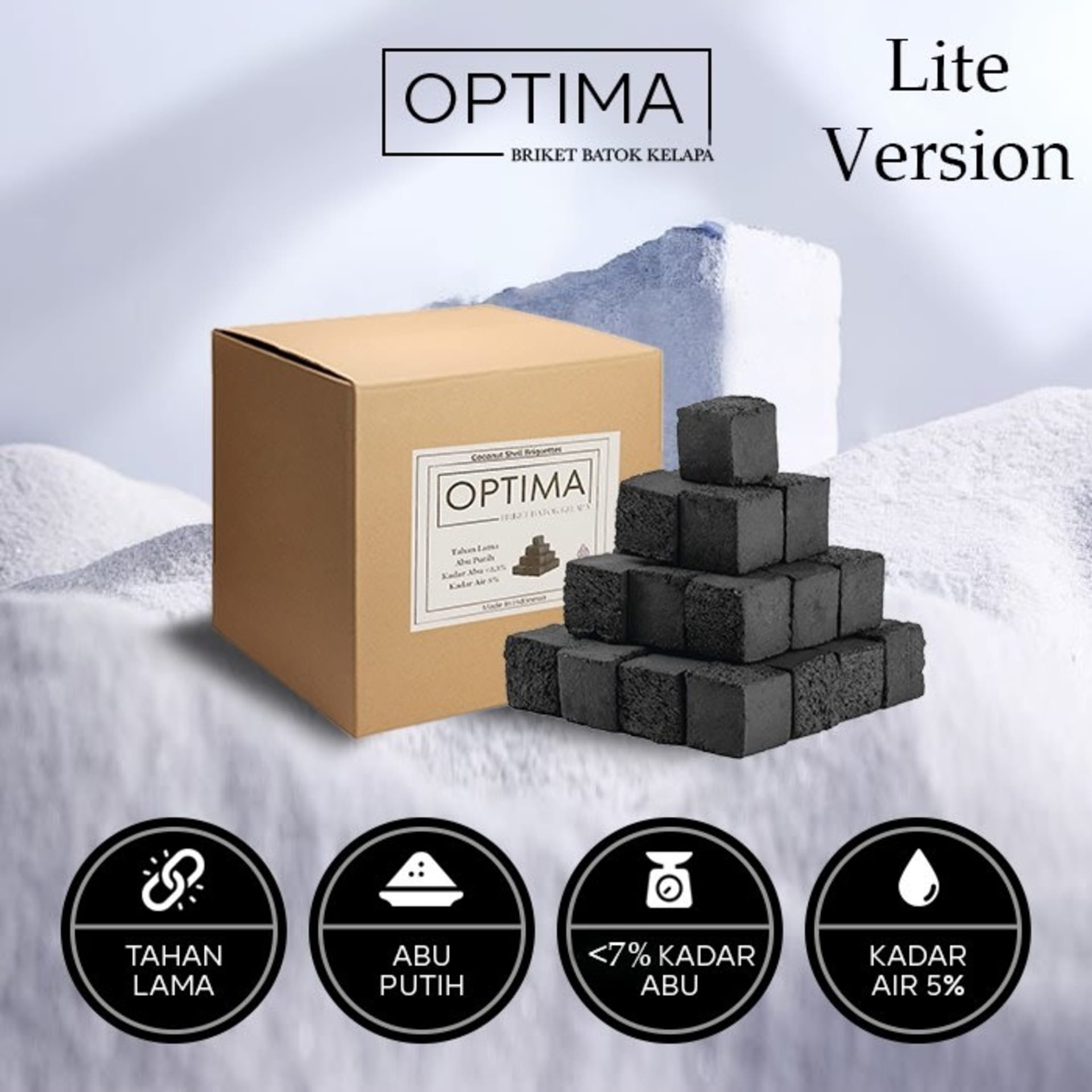 Optima Lite Arang Briket Batok Kelapa Cube 1 Kg BBQ